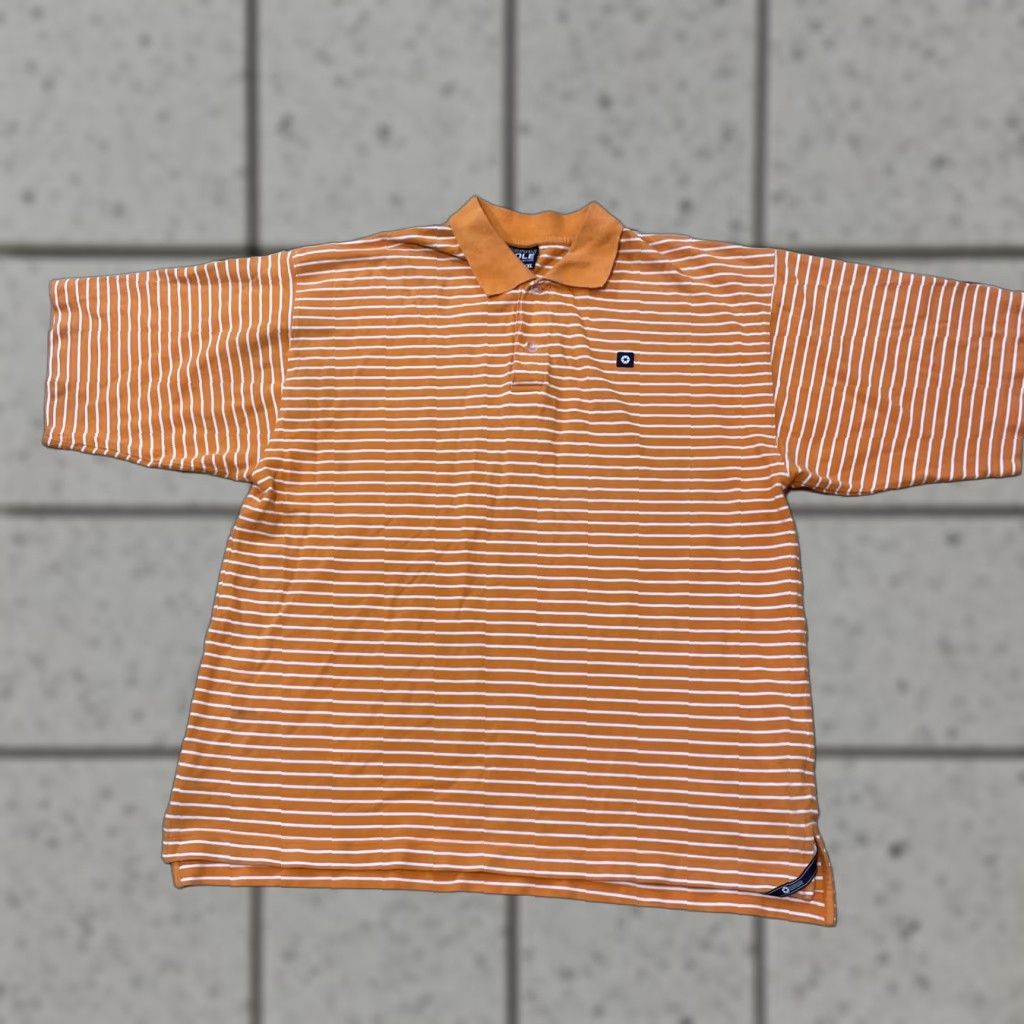 Southpole SOUTHPOLE Polo Shirt Men's 2XL Orange Stripe Stretch Knit Y2K Streetwear Short Sleeve Collared Polo Shirt Size US XXL / EU 58 / 5 - 1 Thumbnail