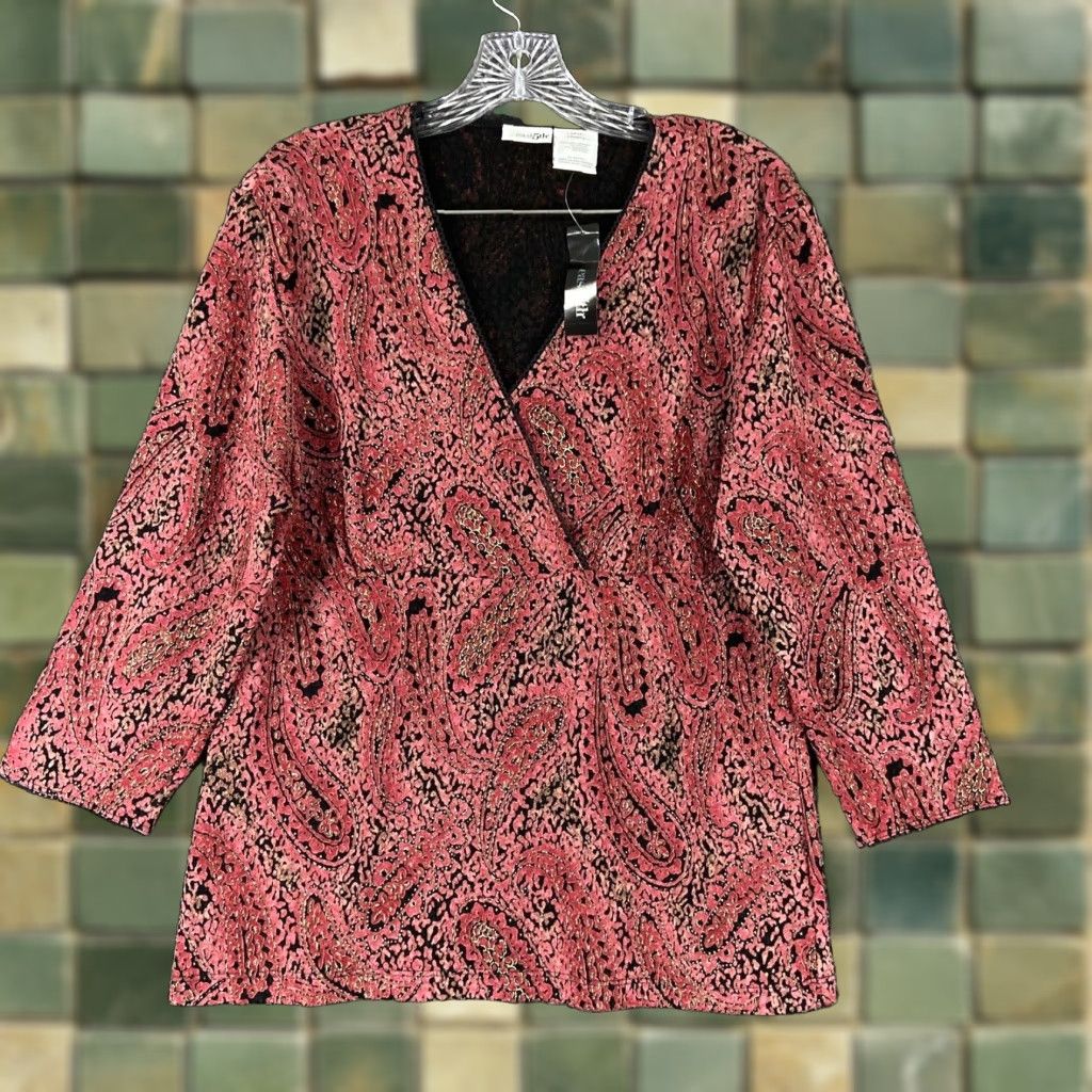 Pinko East 5th Blouse Women's Large Pink Paisley 3/4 Sleeve Womens Size L / US 10 / IT 46 - 1 Thumbnail
