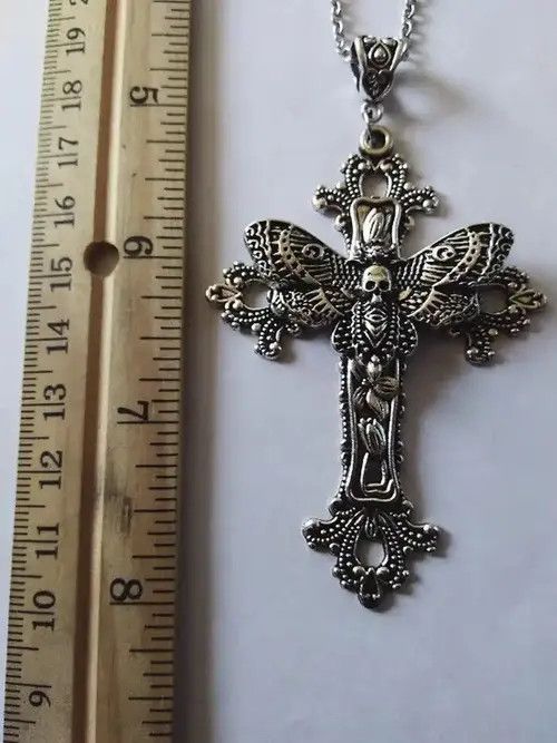 Vintage Large Moth Cross Necklace Size ONE SIZE - 3 Thumbnail