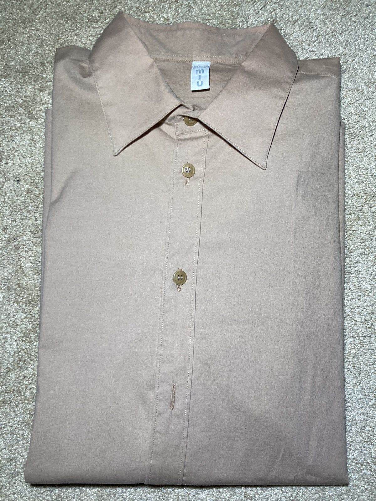 Miu Miu × Prada 2000 MIU MIU Brown Tan Button Up Shirt 41 Vintage 