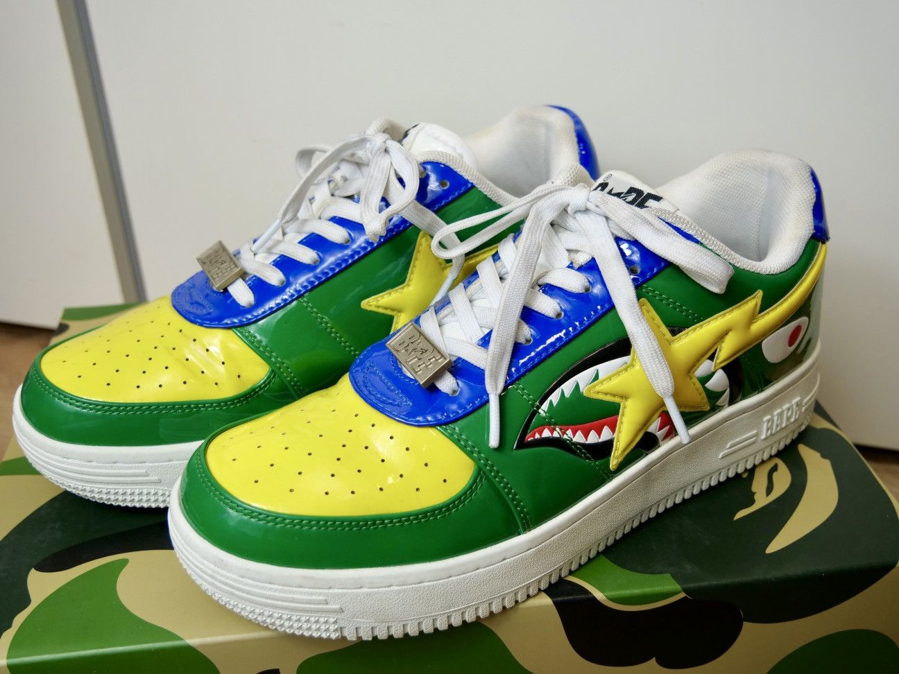 Bape Like New Bathing Ape Brazil SHARK BAPESTA Yellow Blue Green Size US 8 / EU 41 - 3 Thumbnail