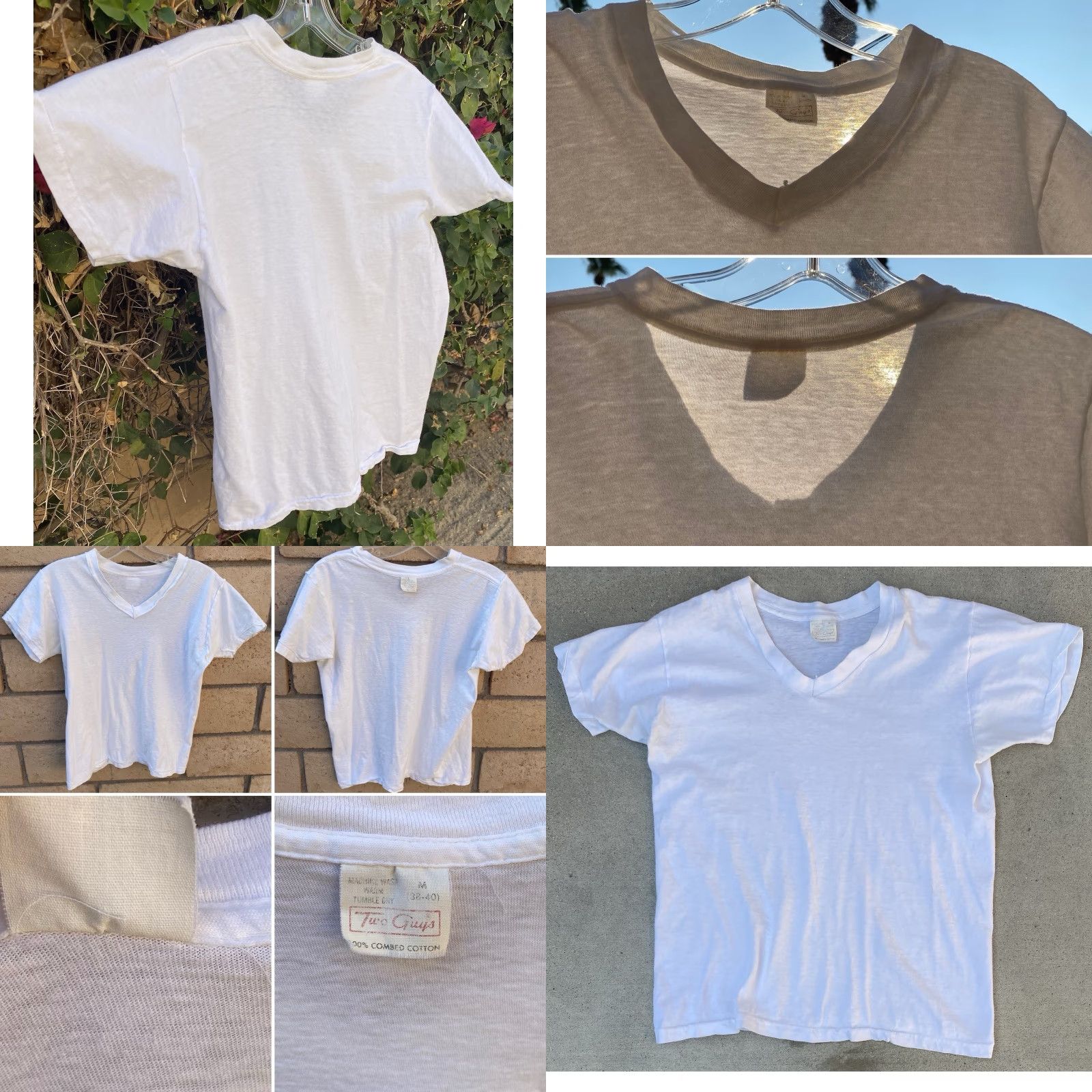 Vintage VINTAGE Two Guys White V-Neck T-Shirt - Shirt - Men M - 100% Cotton - Single Stitch - Made in USA Size US M / EU 48-50 / 2 - 9 Thumbnail
