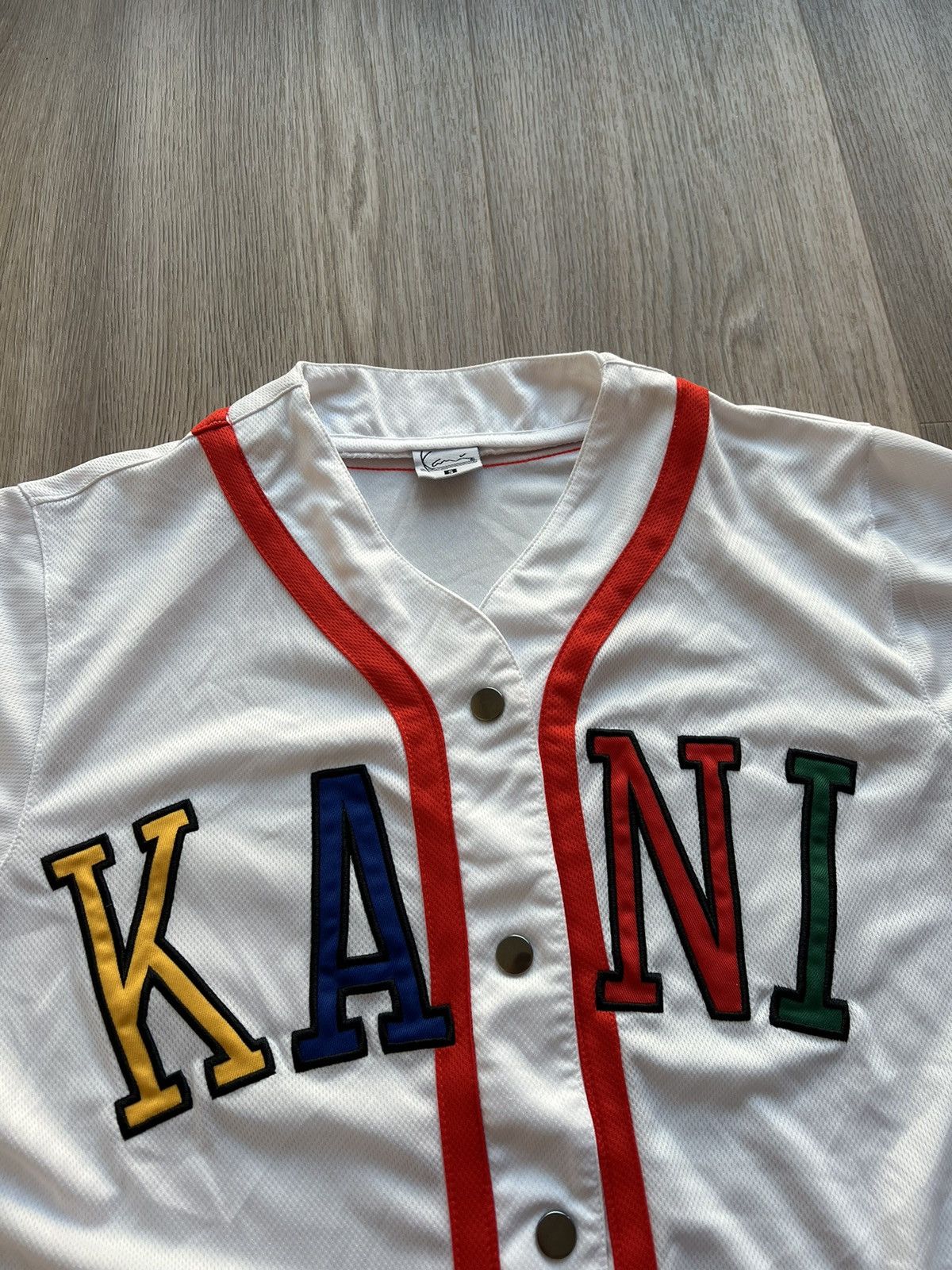 Karl Kani Karl Kani White Button Up Jersey Shirt Size US S / EU 44-46 / 1 - 2 Thumbnail