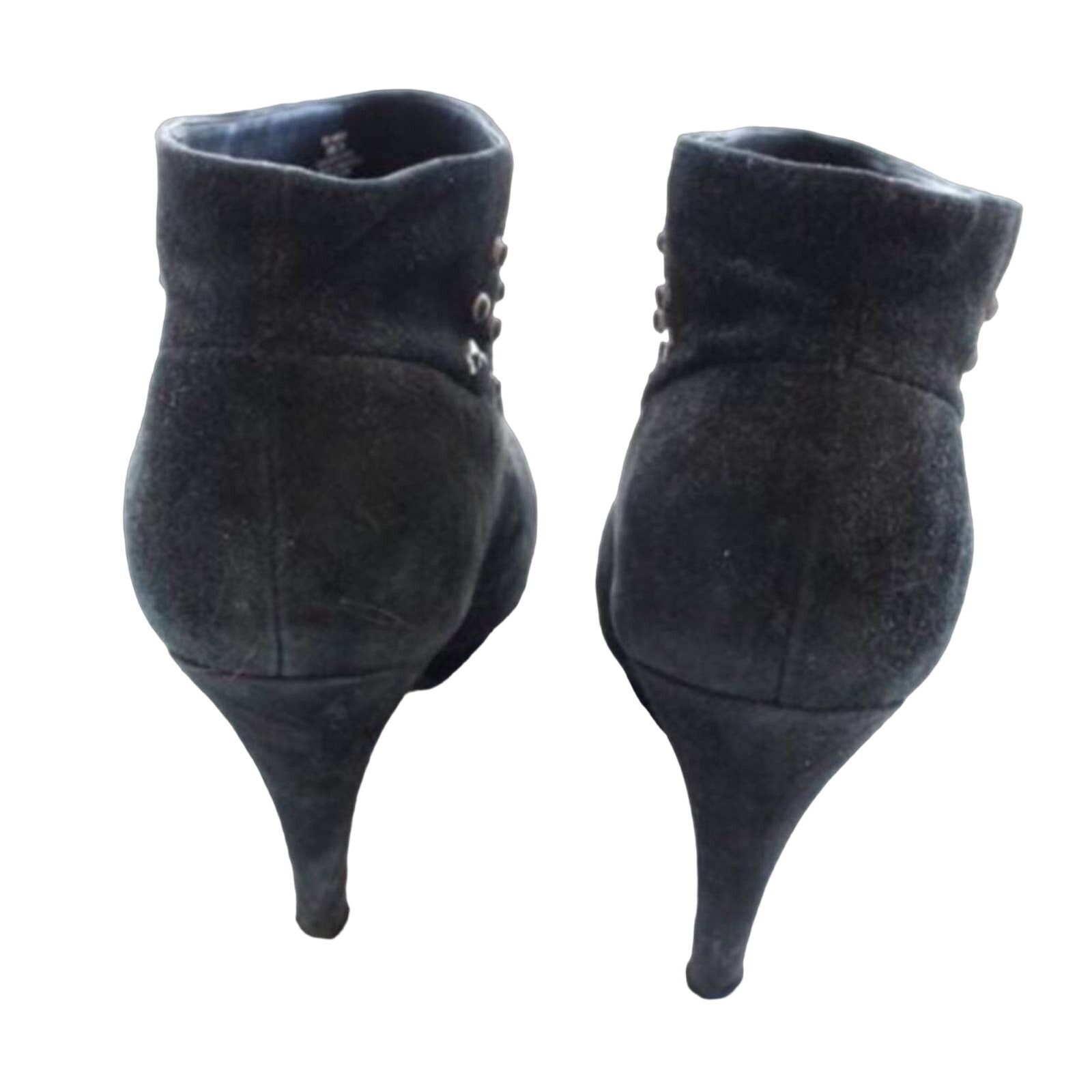 Bcbgmaxazria BCBG Black Suede Silver Stud Studded Boot Booties Heels Size US 9 / IT 39 - 4 Thumbnail