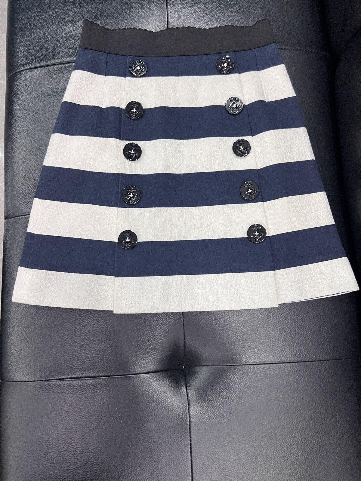 Dolce & Gabbana Dolce & Gabbana Navy Stripe Double-Breasted Skirt Size S / US 4 / IT 40 - 4 Thumbnail