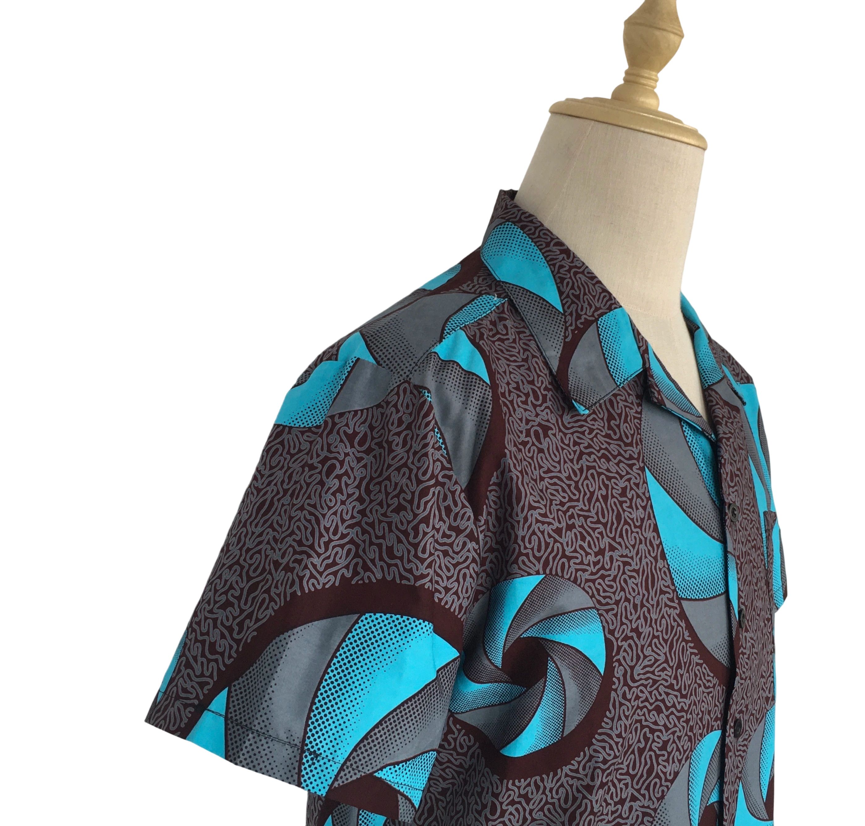 Other African Wax Print Men Shirt Short Sleeves Summer Size US M / EU 48-50 / 2 - 5 Thumbnail