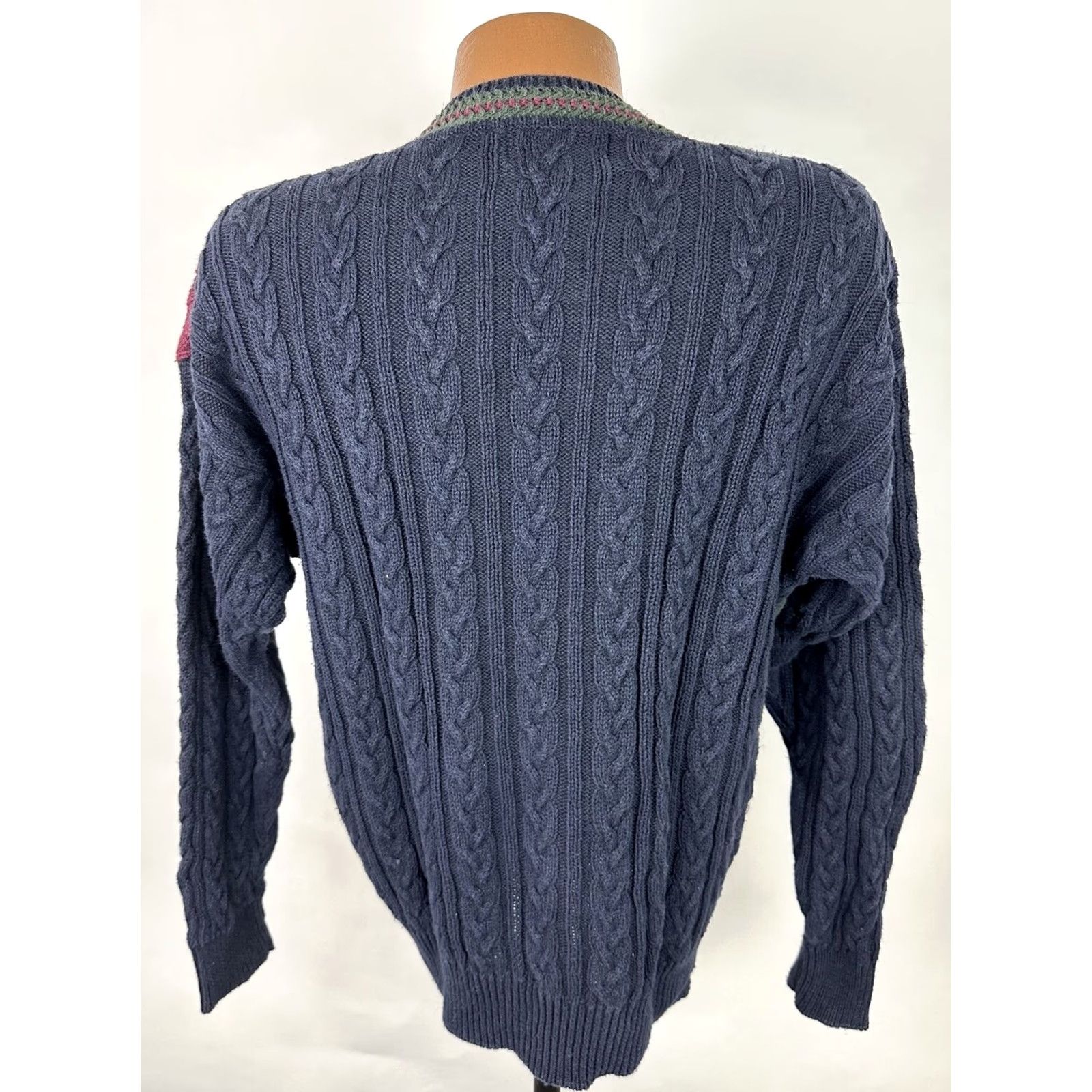 Roundtree & Yorke VINTAGE Roundtree & Yorke Sweater Mens M Cable-Knit Pullover Navy Blue 90s Bohemian Grunge Retro 80s Casual Mens Size US M / EU 48-50 / 2 - 6 Thumbnail