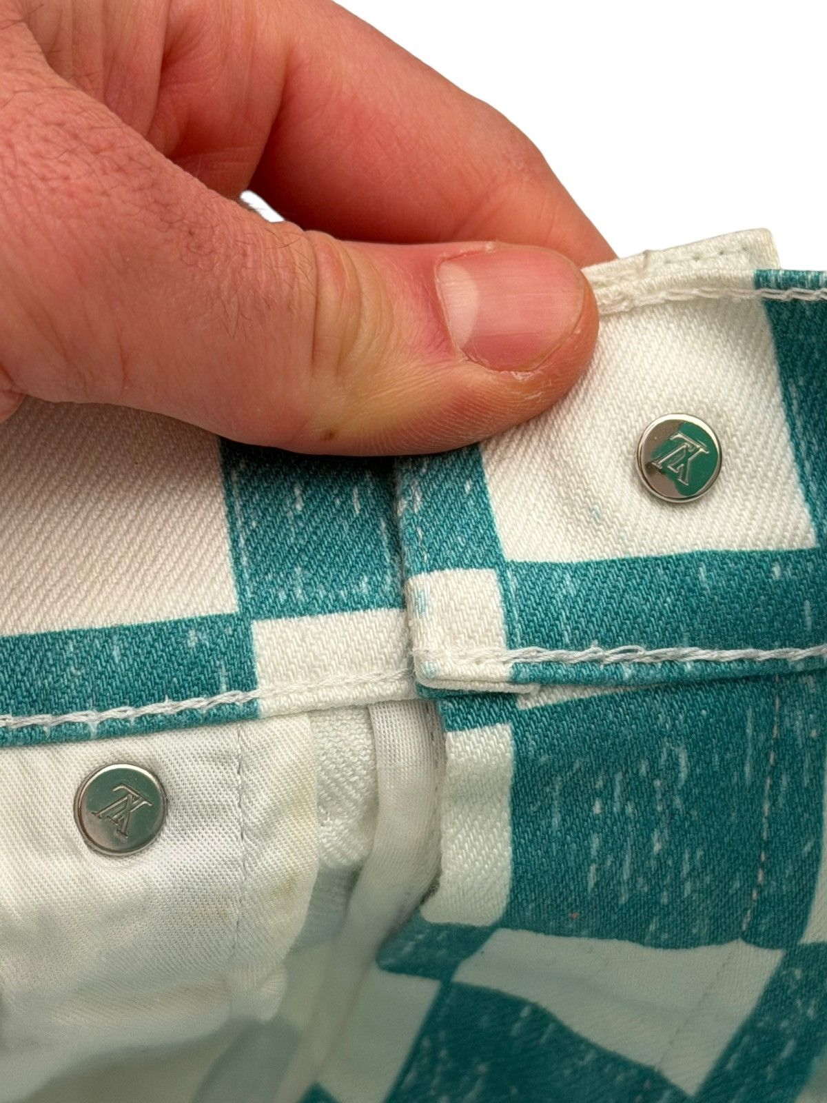 Louis Vuitton LV Checkerboard Scribble Damier Denim Jeans Size US 30 / EU 46 - 11 Thumbnail