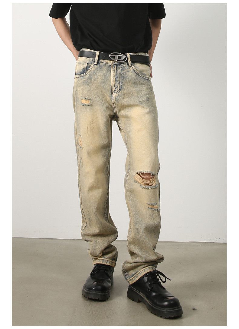 Japanese Brand × Jean Men's distressed loose straight-leg ripped jeans Size US 32 / EU 48 - 4 Thumbnail