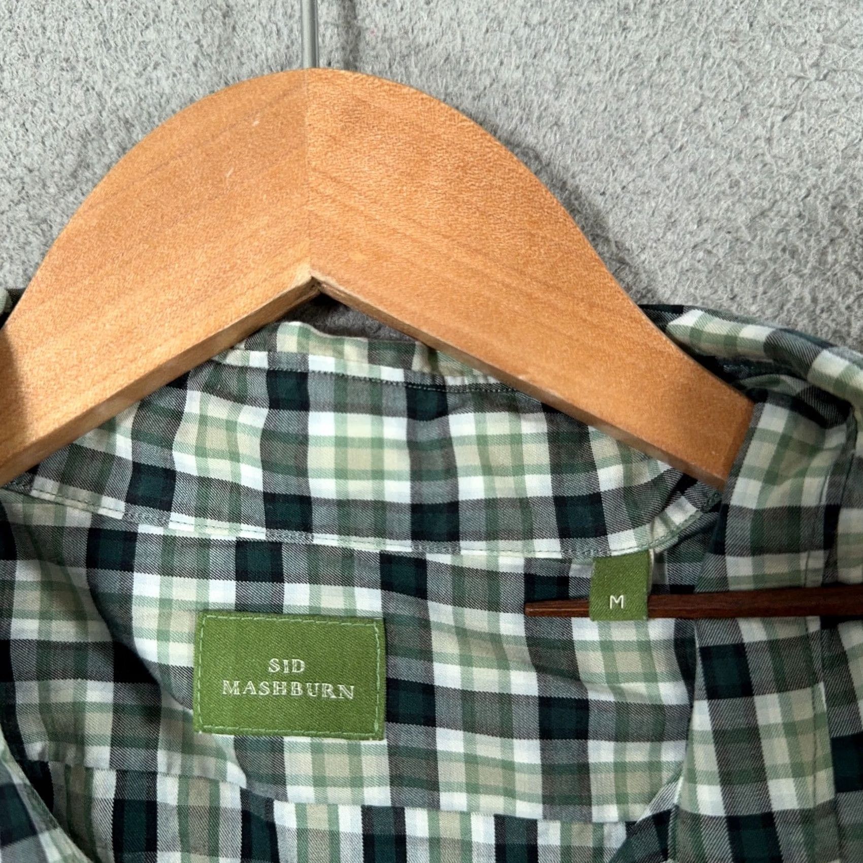Sid Mashburn Sid Mashburn Spread collar Shirt Mens M Slim Plaid Green Poplin Cotton Linen Button-Up Casual Classic Preppy Images 90s? Size US M / EU 48-50 / 2 - 3 Thumbnail