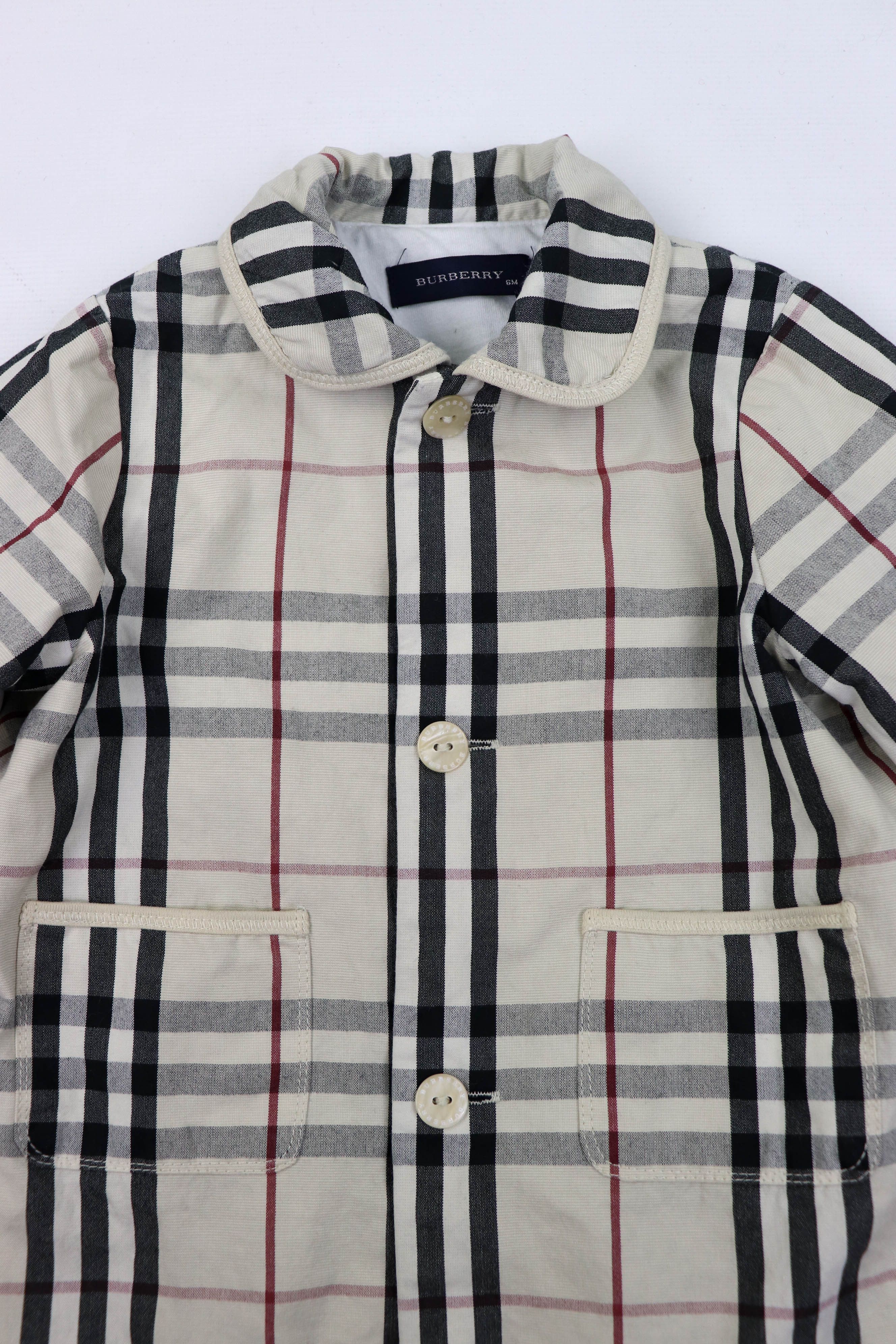 Burberry Burberry Girls Baby 6M Light Beige Checkered Coat Jacket Size XXS / US 00 / IT 34 - 3 Thumbnail
