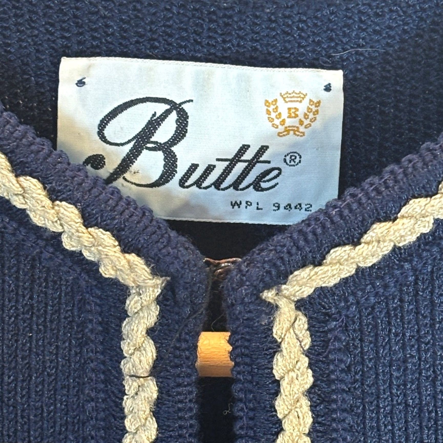Vintage VINTAGE Butte Knit Blazer Navy Wool-Blend Jacket 1960s Hook Closure Sz 14 WPL 9442 Womens Size XL / US 12-14 / IT 48-50 - 2 Thumbnail