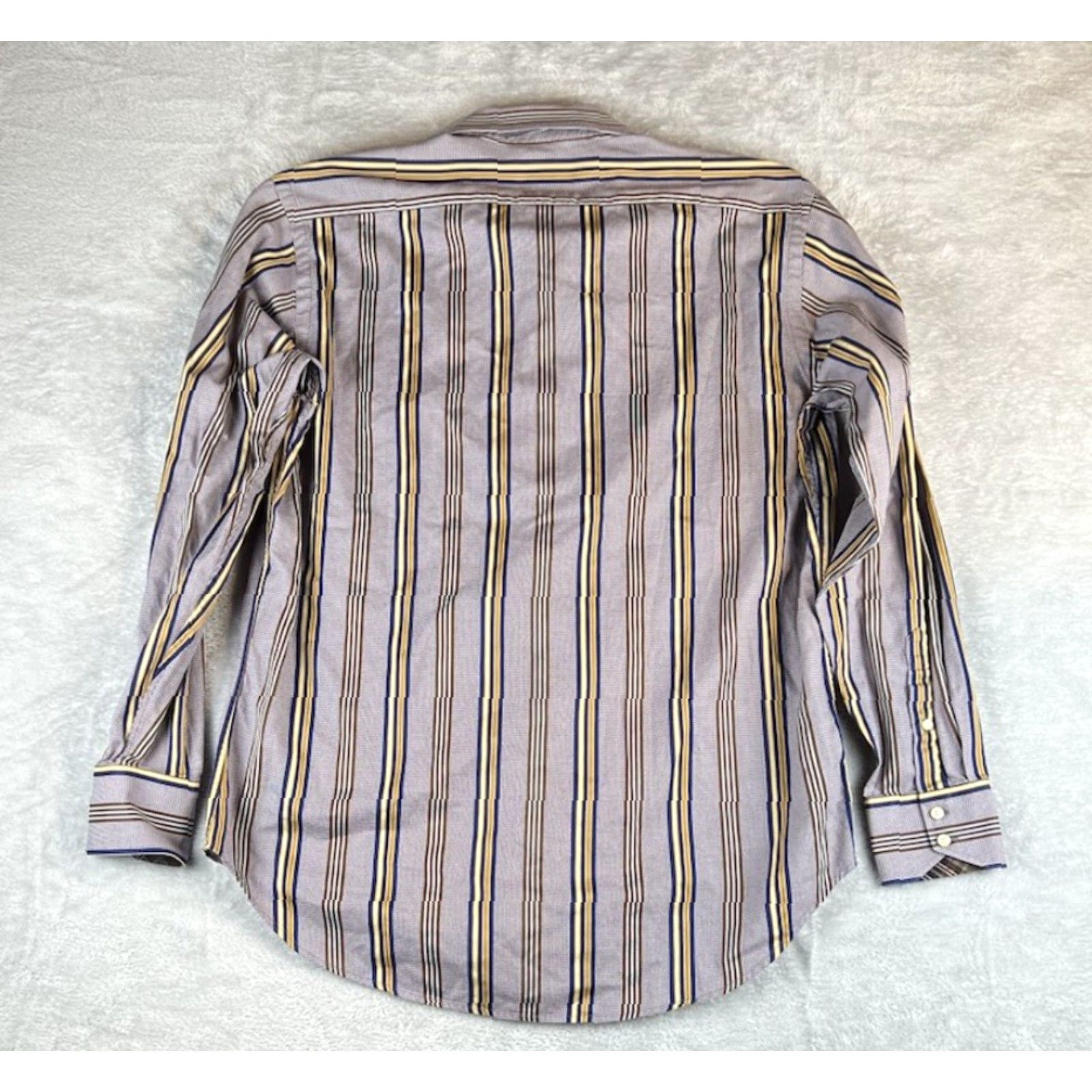 Vintage Thomas Dean Shirt Mens L Button-Up Long Sleeve Purple Brown Striped Preppy Size US L / EU 52-54 / 3 - 2 Thumbnail