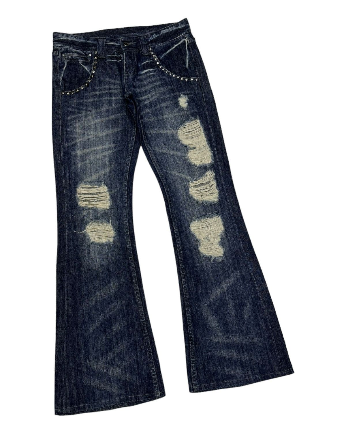 Murder License MURDER LICENSE STUDDED DISTRESS FLARED JEANS Size US 32 / EU 48 - 3 Thumbnail
