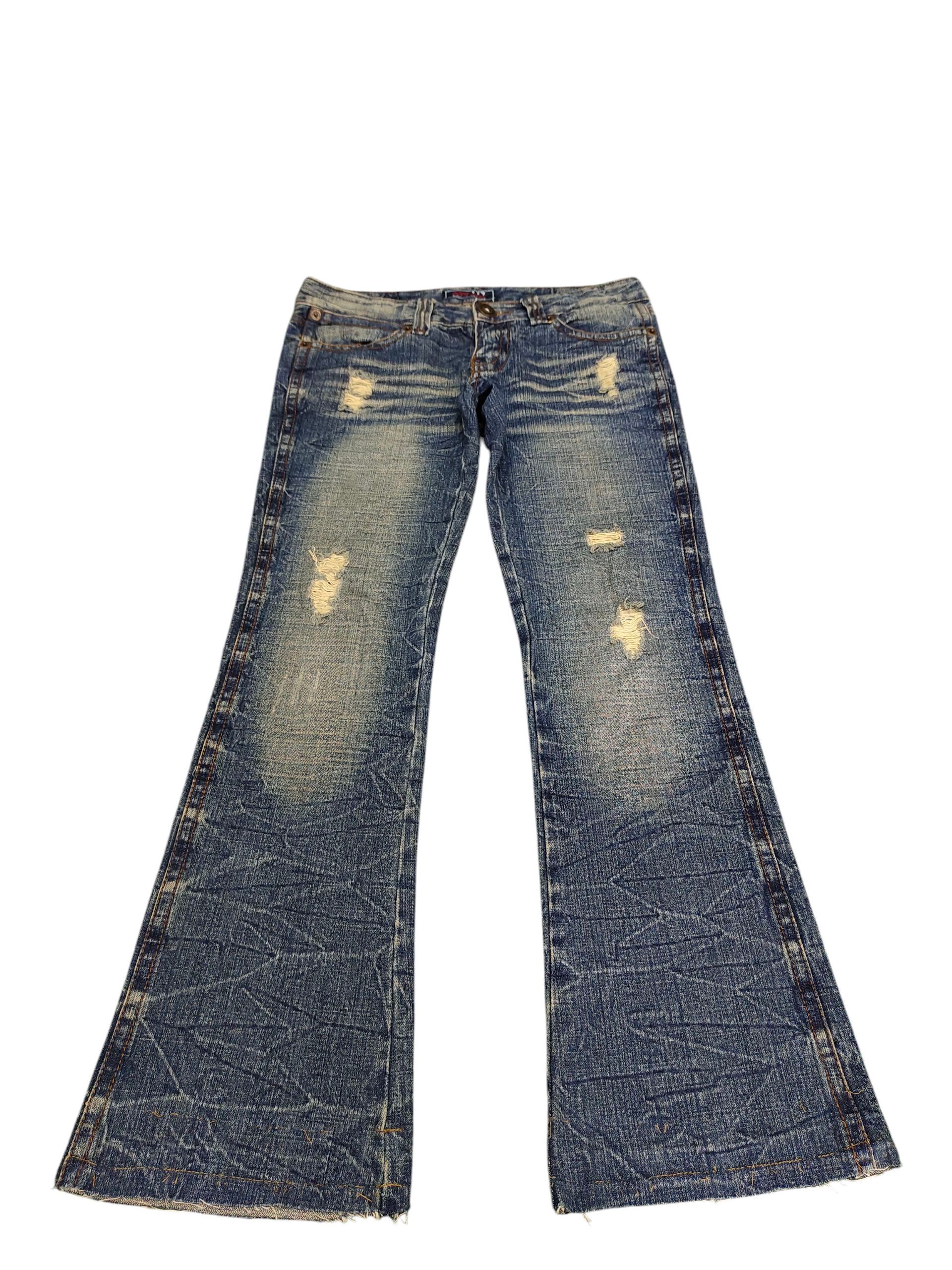 Tornado Mart Flare Jeans Africa Taro Distress Denim Bootcut Low Rise Y2k Size US 29 - 7 Thumbnail