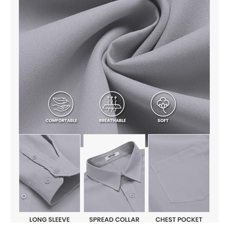 The Unbranded Brand Men's Button Down LONG Sleeve Cotton with Pocket MEDIUM Size US M / EU 48-50 / 2 - 4 Thumbnail