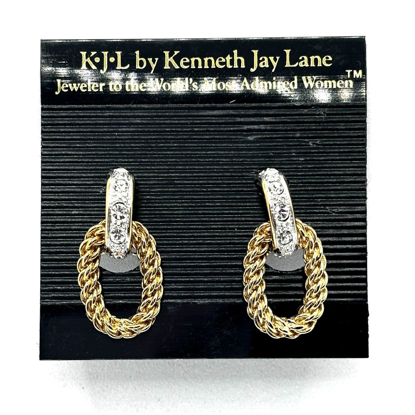 Kenneth Jay Lane KJL BY Kenneth Jay Lane Gold Lux Woven Crystal Rope Earrings Size ONE SIZE - 4 Thumbnail