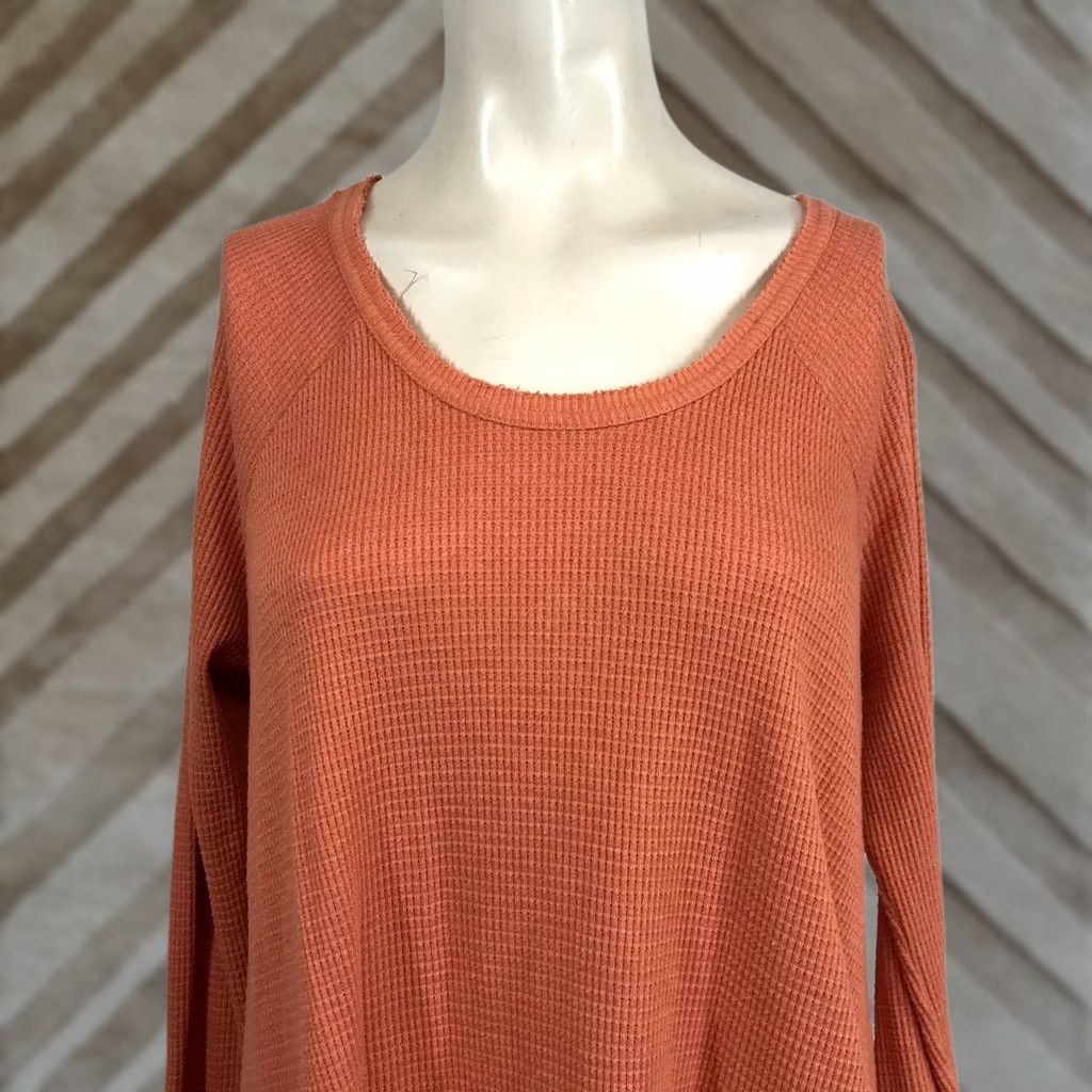 Vintage We The Free Shirt Womens M Orange WOMEN LONG SLEEVE WAFFLE KNIT TOP Size M / US 6-8 / IT 42-44 - 1 Thumbnail