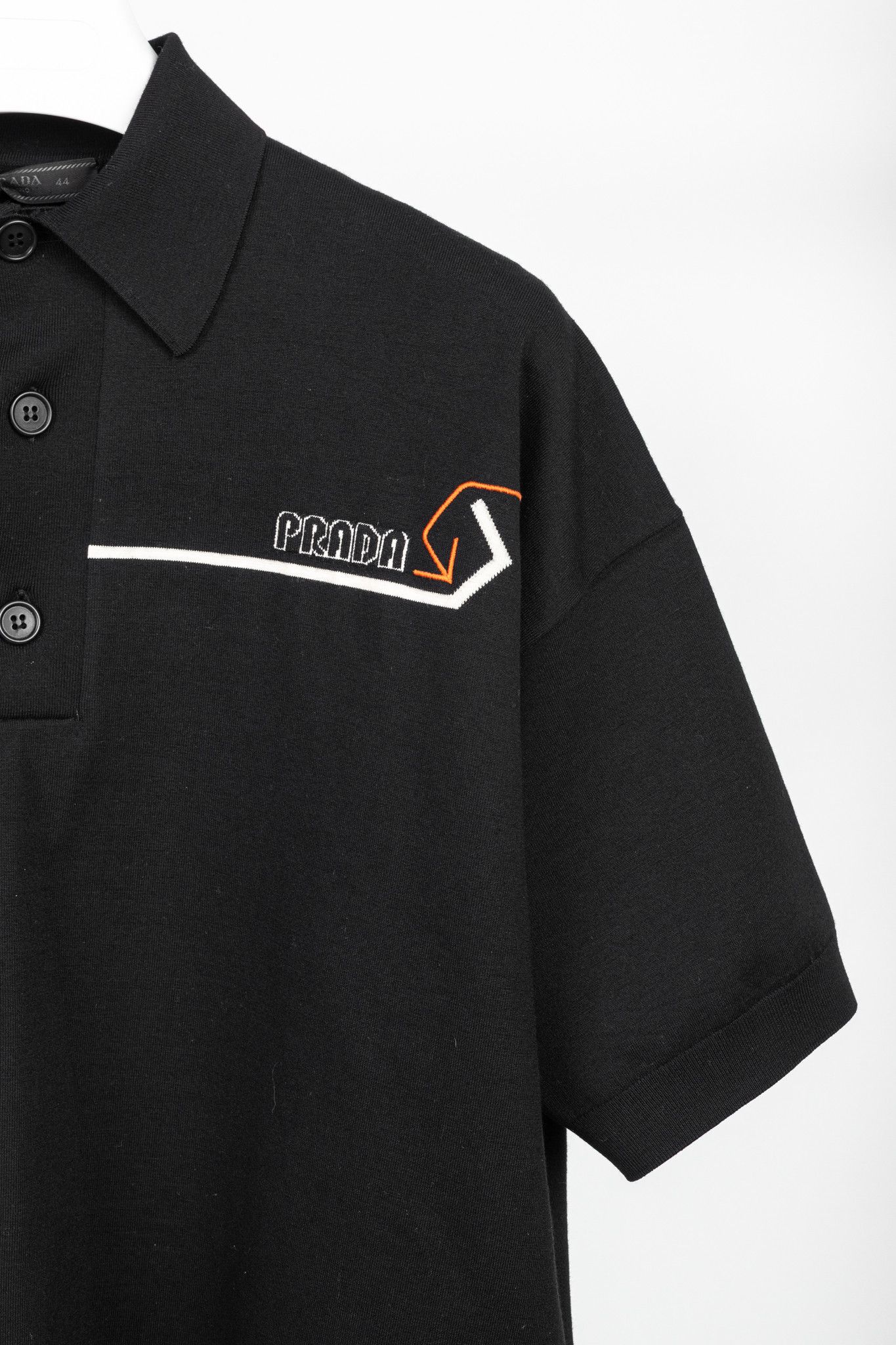 Prada Prada AW/18 Nero Logo Oversized Knit Polo Size US XS / EU 42 / 0 - 5 Thumbnail