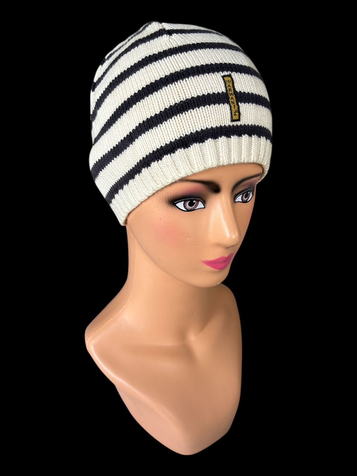 Armani × Designer × Vintage ARMANI J. made In Itlay stripe Knitt Beanie Size ONE SIZE - 1 Thumbnail