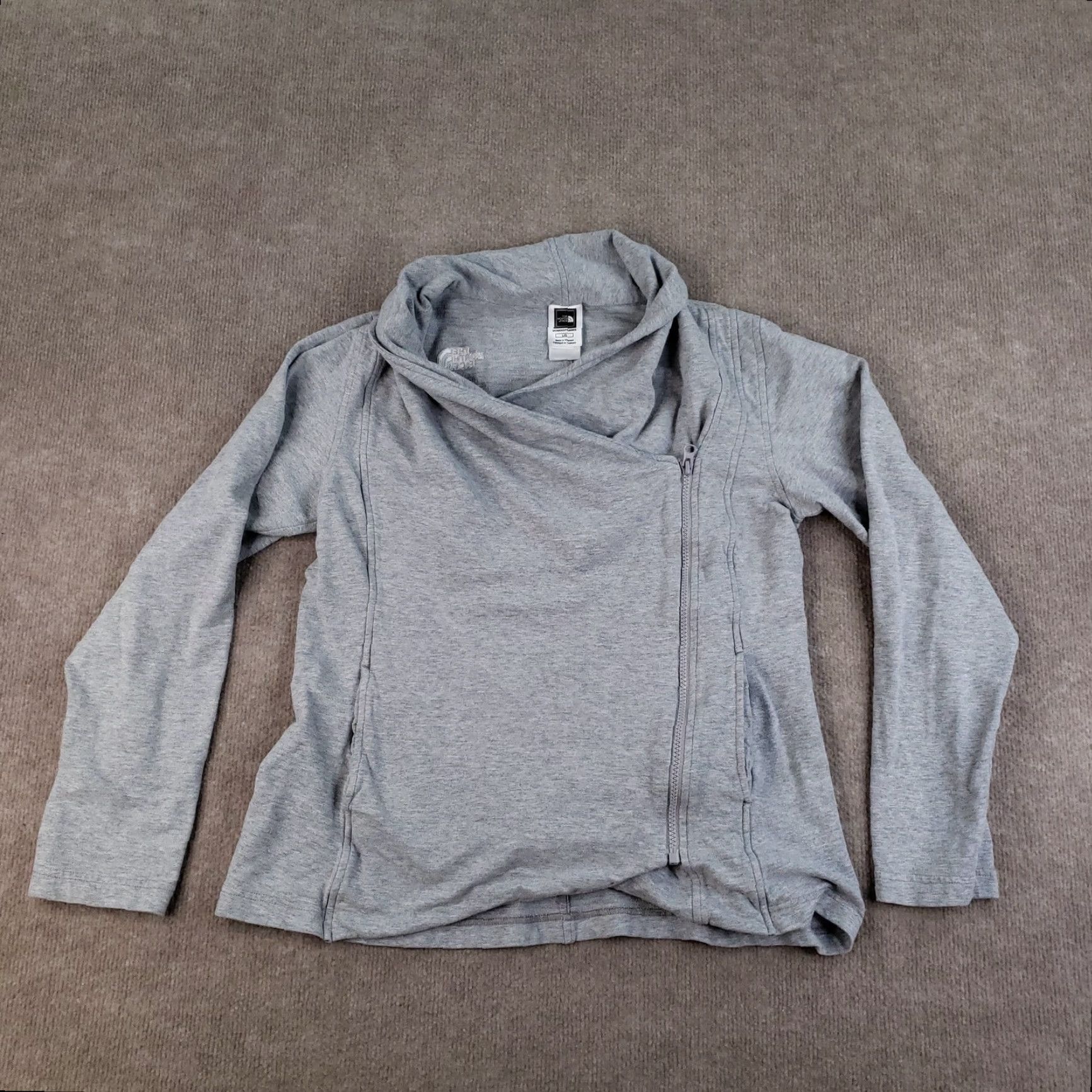 The North Face The North Face Jacket Womens L Gray Asymmetrical Zip Cotton Blend Logo Pockets Size L / US 10 / IT 46 - 2 Thumbnail