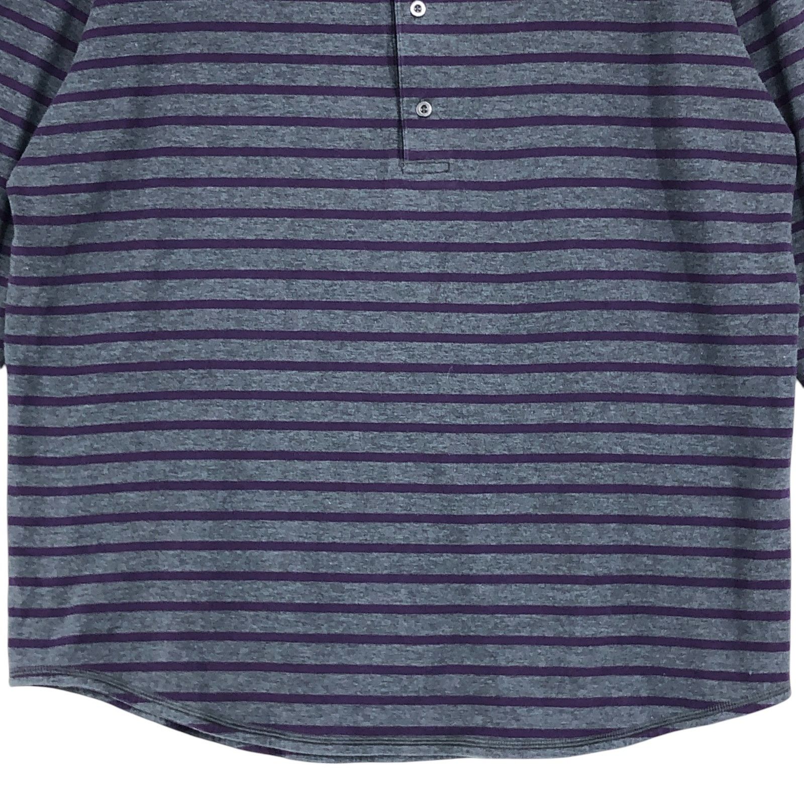 Lululemon Lululemon Size L Shirt Henley Long Sleeve Stripe Gray Purple Size US L / EU 52-54 / 3 - 3 Thumbnail