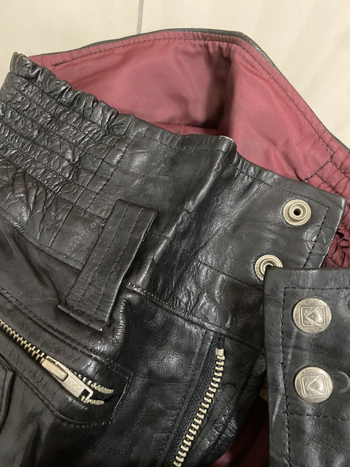 Japanese Brand × Leather × Vintage 90s VTG KUSHITANI HAMAMATSU LEATHER BIKER PANTS Size US 30 / EU 46 - 4 Thumbnail
