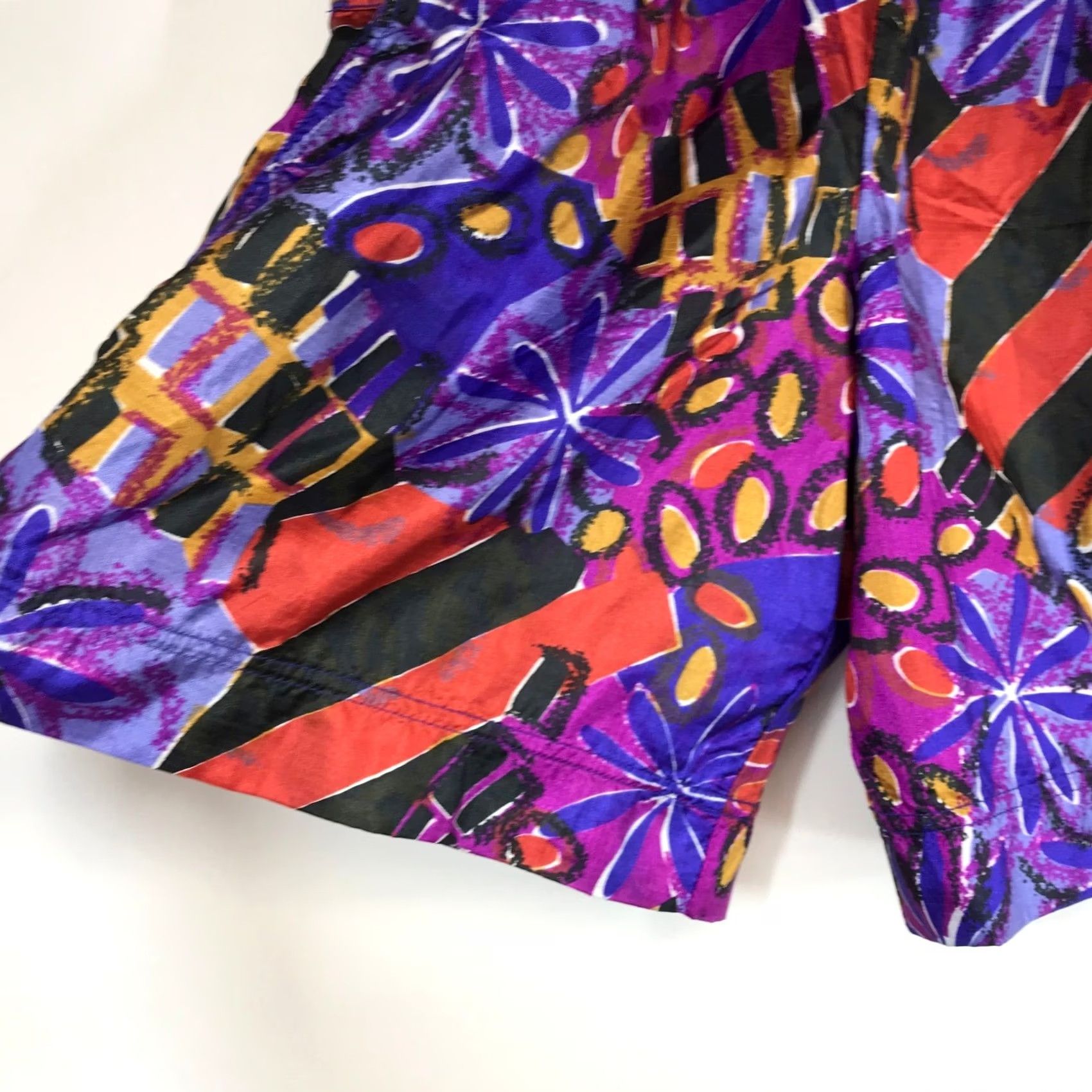 Nike VINTAGE Nike Elite Shorts M 90s Abstract Floral Geometric Nylon Purple Womens Athletic Summer Spring Pockets Elastic Waist Size 32" / US 10 / IT 46 - 3 Thumbnail