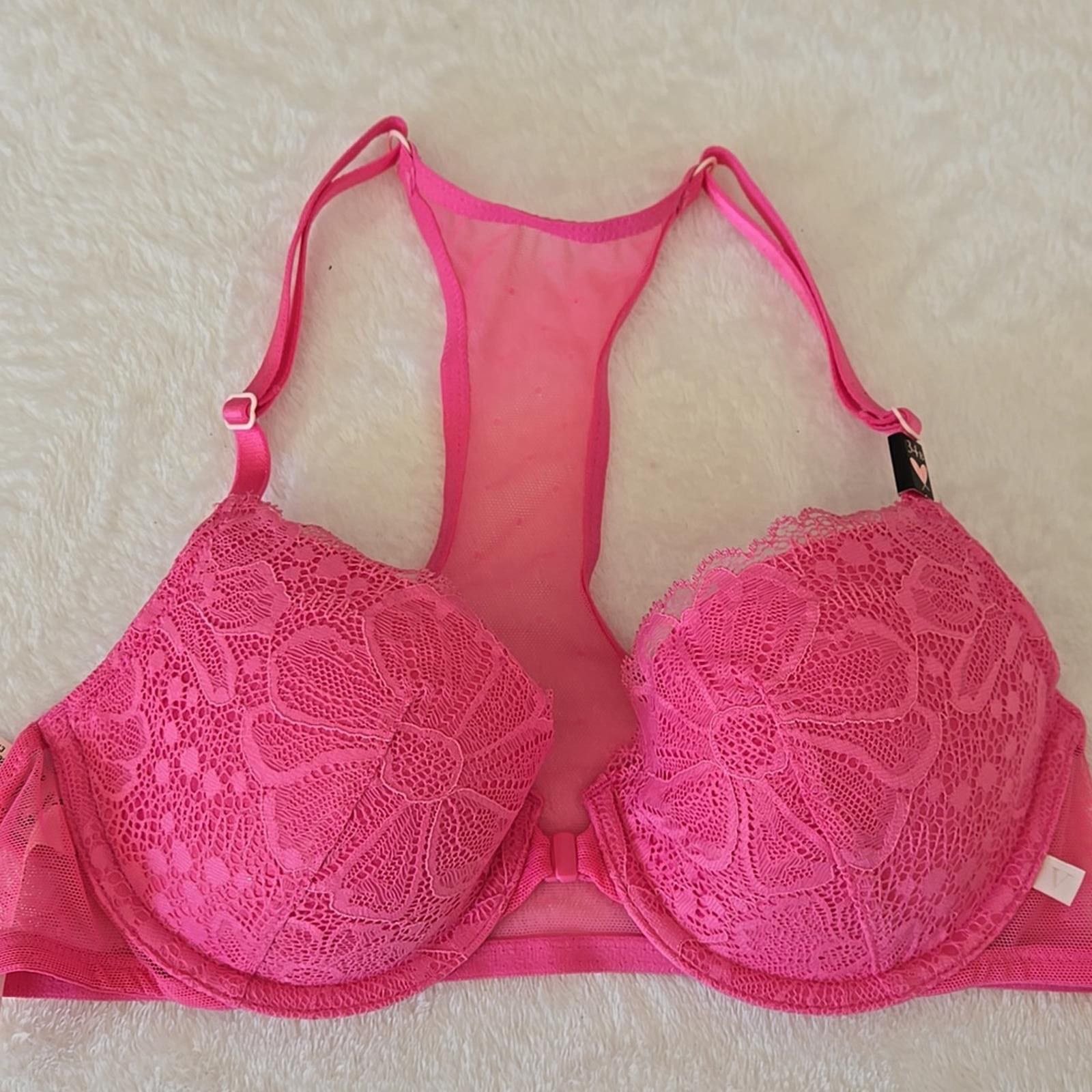 Other Victoria’s Secret Sexy Pink Lace Racerback Push-Up Bra 34B Size ONE SIZE - 2 Thumbnail