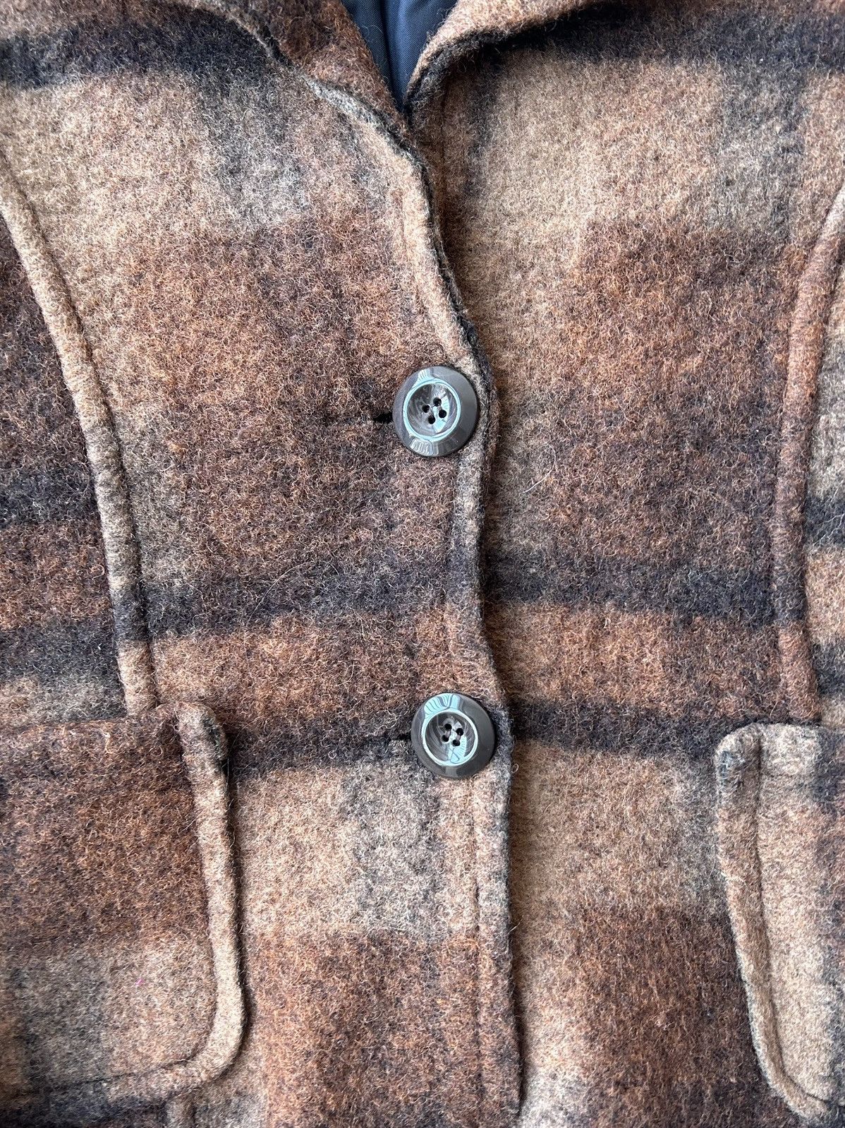 Japanese Brand Vintage Comme des Garcons Style Wool Plaid Cropped Jacket Size XS / US 0-2 / IT 36-38 - 9 Thumbnail