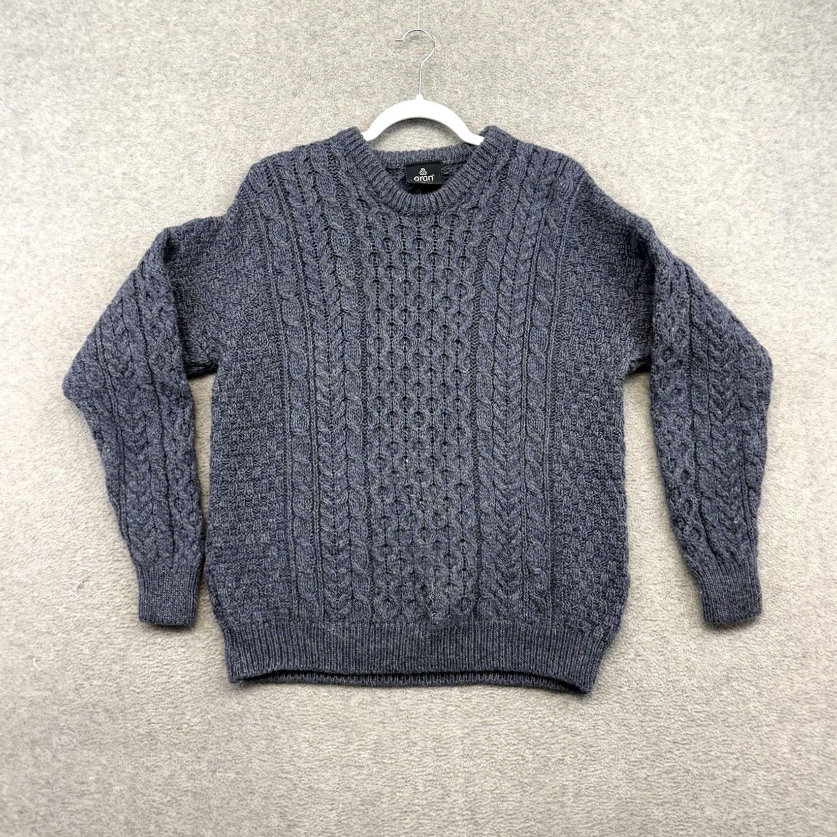 Vintage Aran Woollen Mills Crew Neck Traditional Knit Sweater Dusty Blue Men's/Unisex M Size US M / EU 48-50 / 2 - 2 Thumbnail