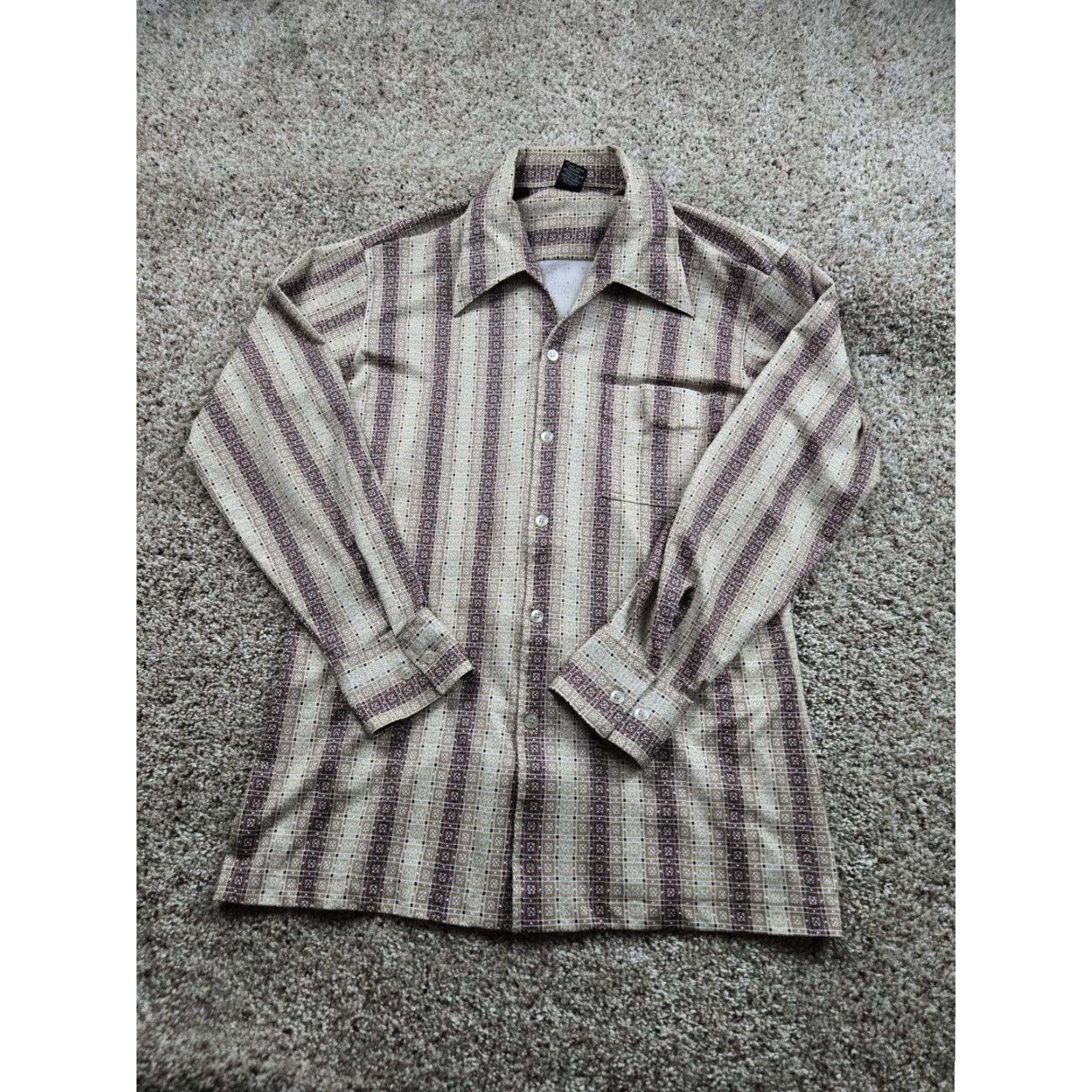 Vintage VINTAGE Joel Of California Shirt Large Brown Clover Print Point Collar 70s Disco Long Sleeve Polyester Button-Front Mens L Brown Clover Print Shirt Size US L / EU 52-54 / 3 - 2 Thumbnail