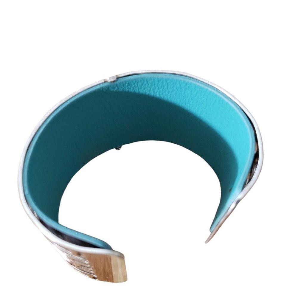 Brighton Brighton Christo Lyon Turquoise/Black Silver Tone Cuff Size ONE SIZE - 7 Thumbnail