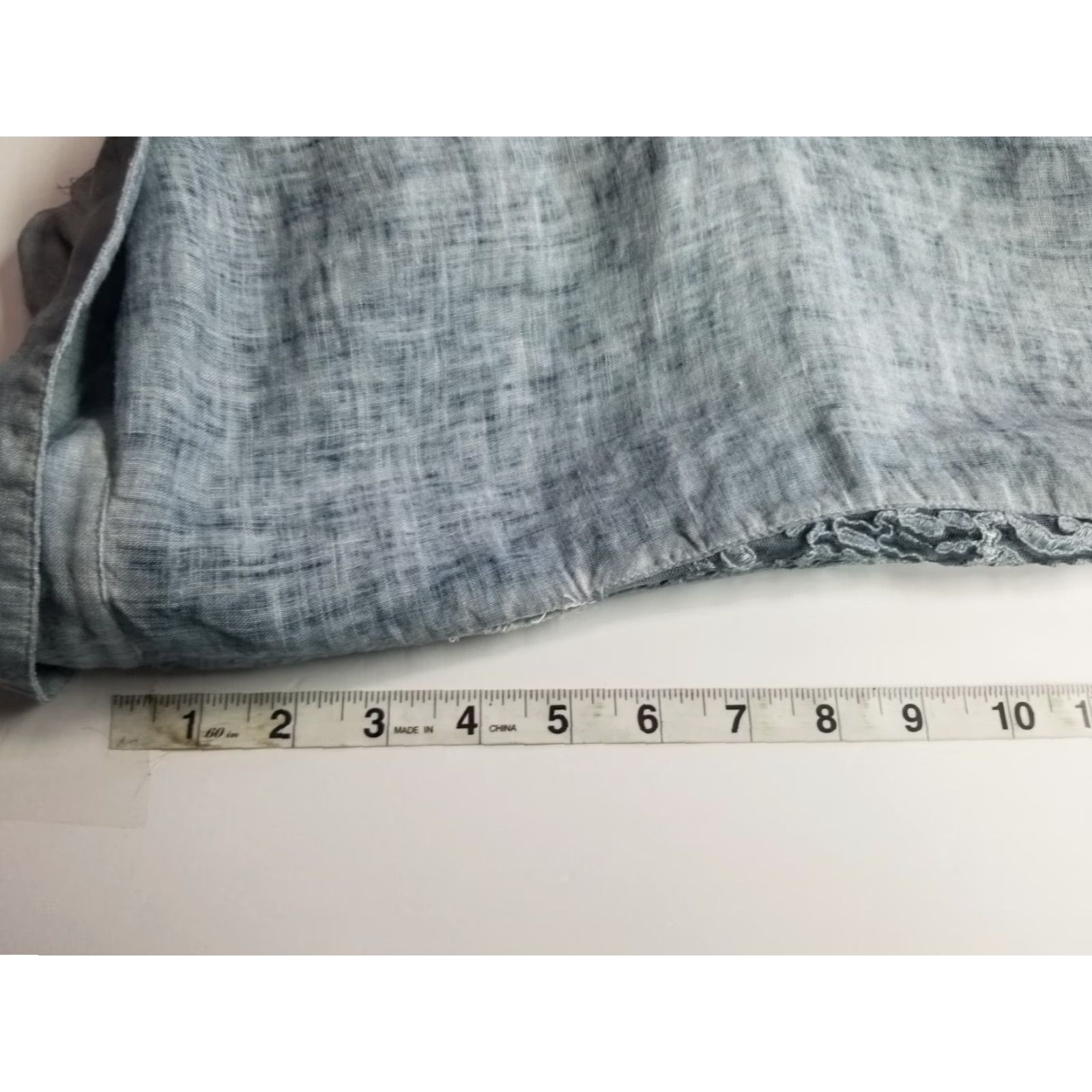 Vintage Chicos Button-Up Blouse 0 Small Linen Blue Lightweight Easter Back Detail Women Womens Size XS / US 0-2 / IT 36-38 - 5 Thumbnail