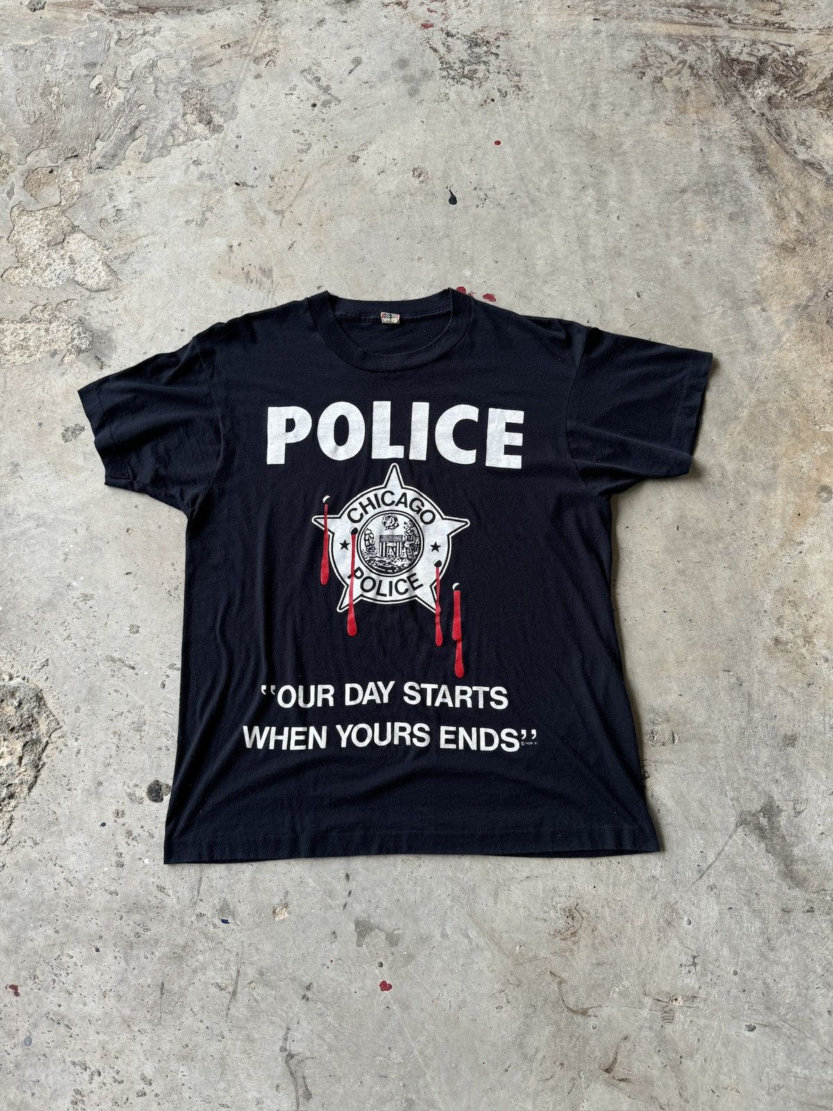 Vintage *RARE* 1991 90s VINTAGE CHICAGO POLICE GUN BLOOD Size US XL / EU 56 / 4 - 1 Thumbnail