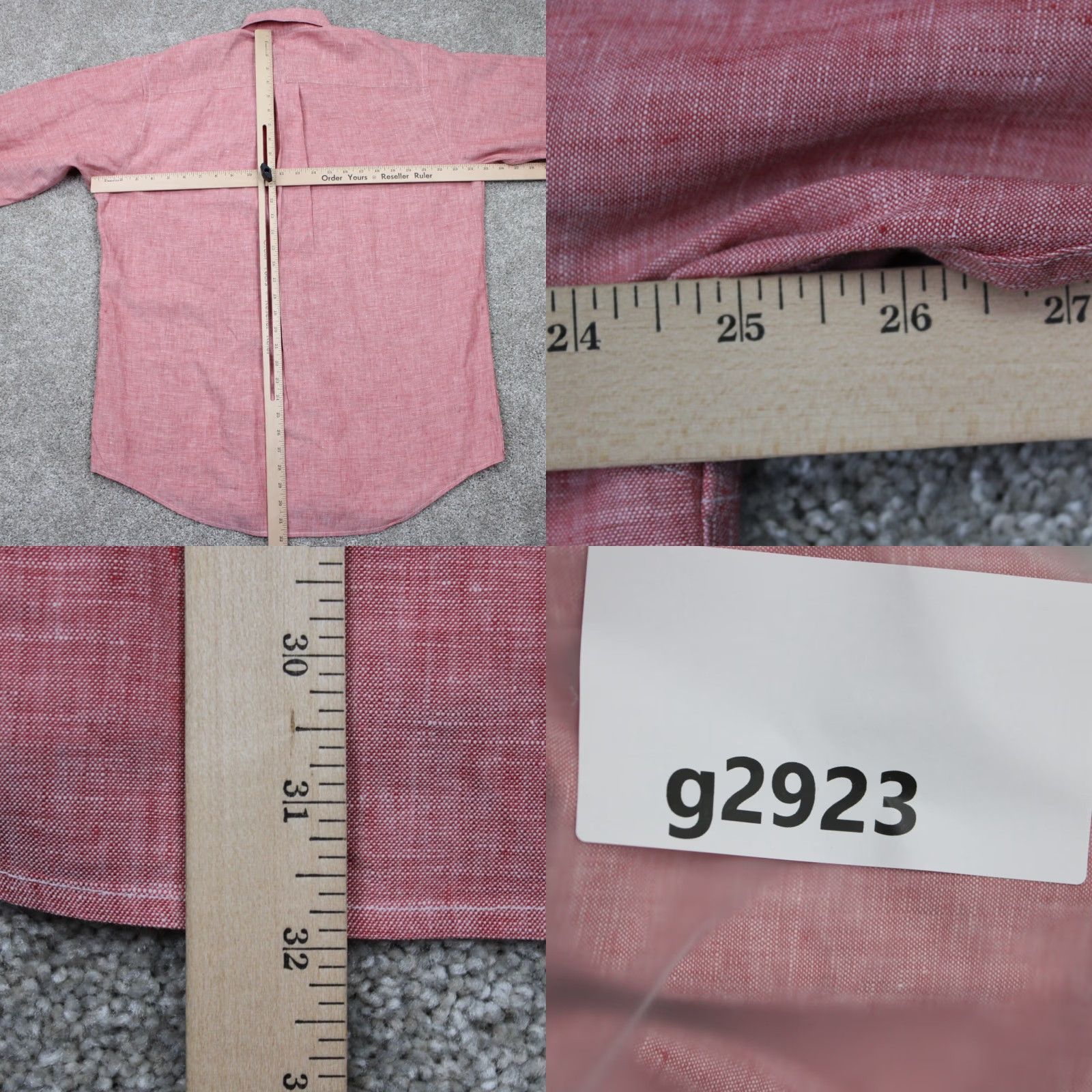Jos. A. Bank Jos. A. Bank Shirt Mens Medium Heather Red 100% Linen Traveler's L/S Button Down Size US M / EU 48-50 / 2 - 8 Thumbnail