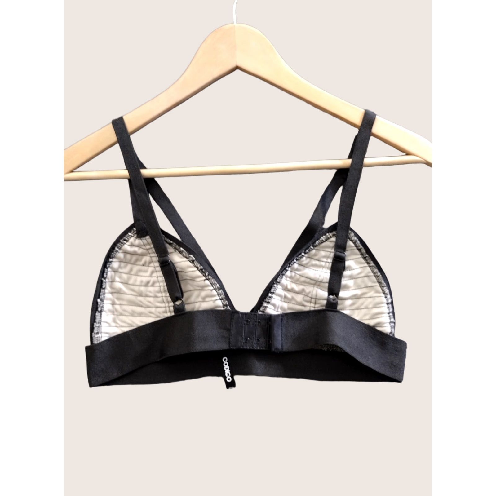 Vintage codigo Women's Bralette Black Striped Padded Inter White Bra Size L Size ONE SIZE - 1 Thumbnail