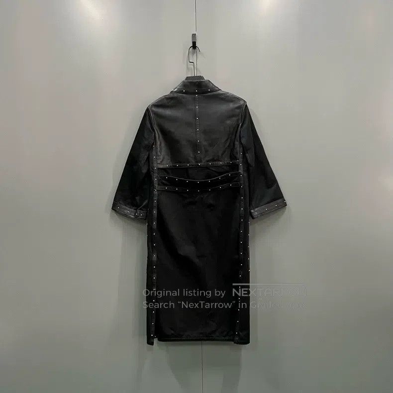 Hermes Hermes Exclusive Black Leather Lamb Fur Coat with Studs Size XXS / US 00 / IT 34 - 2 Thumbnail