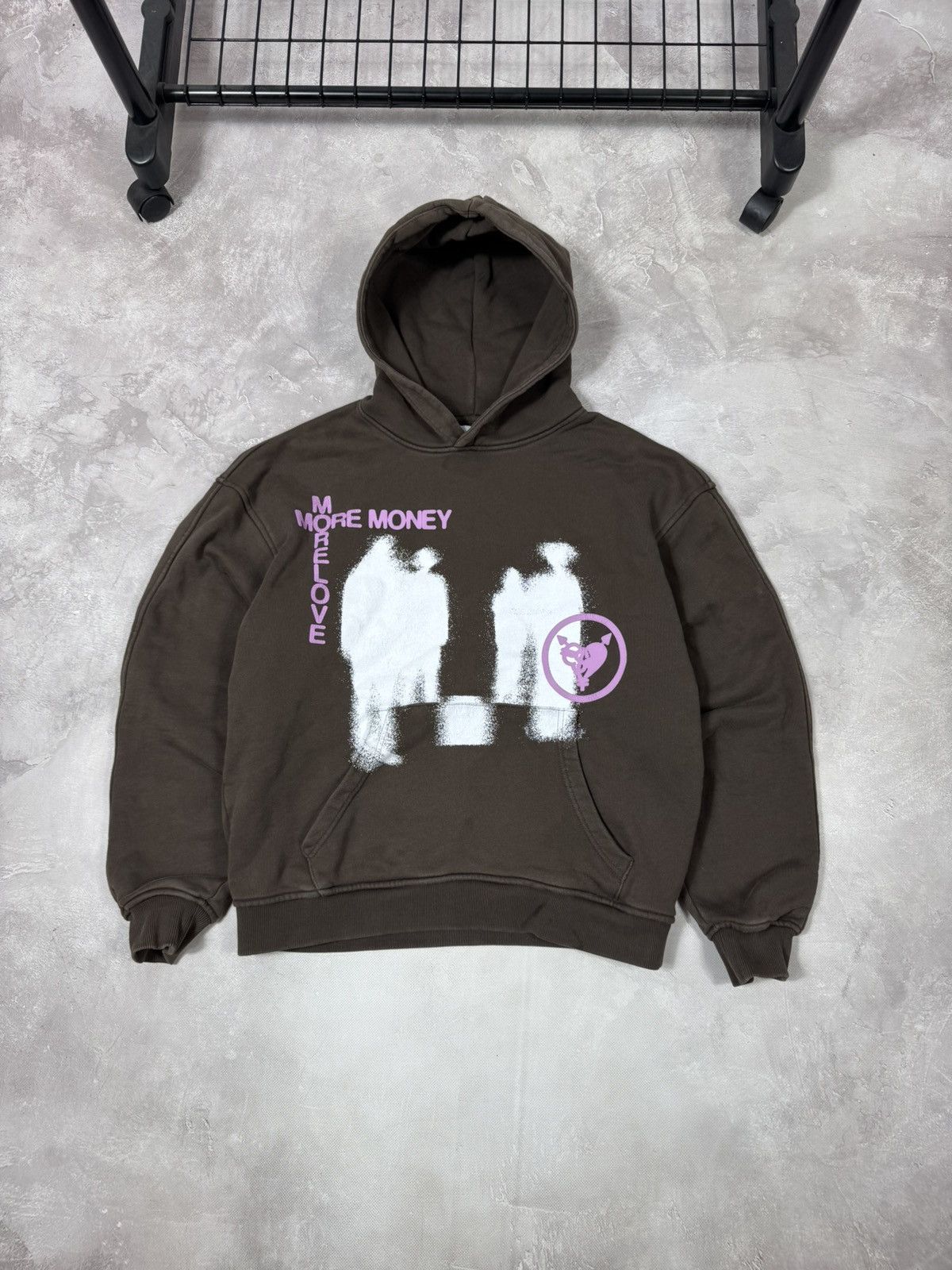 Make More Money Brown Y2k Baggy Hoodie CPFM style