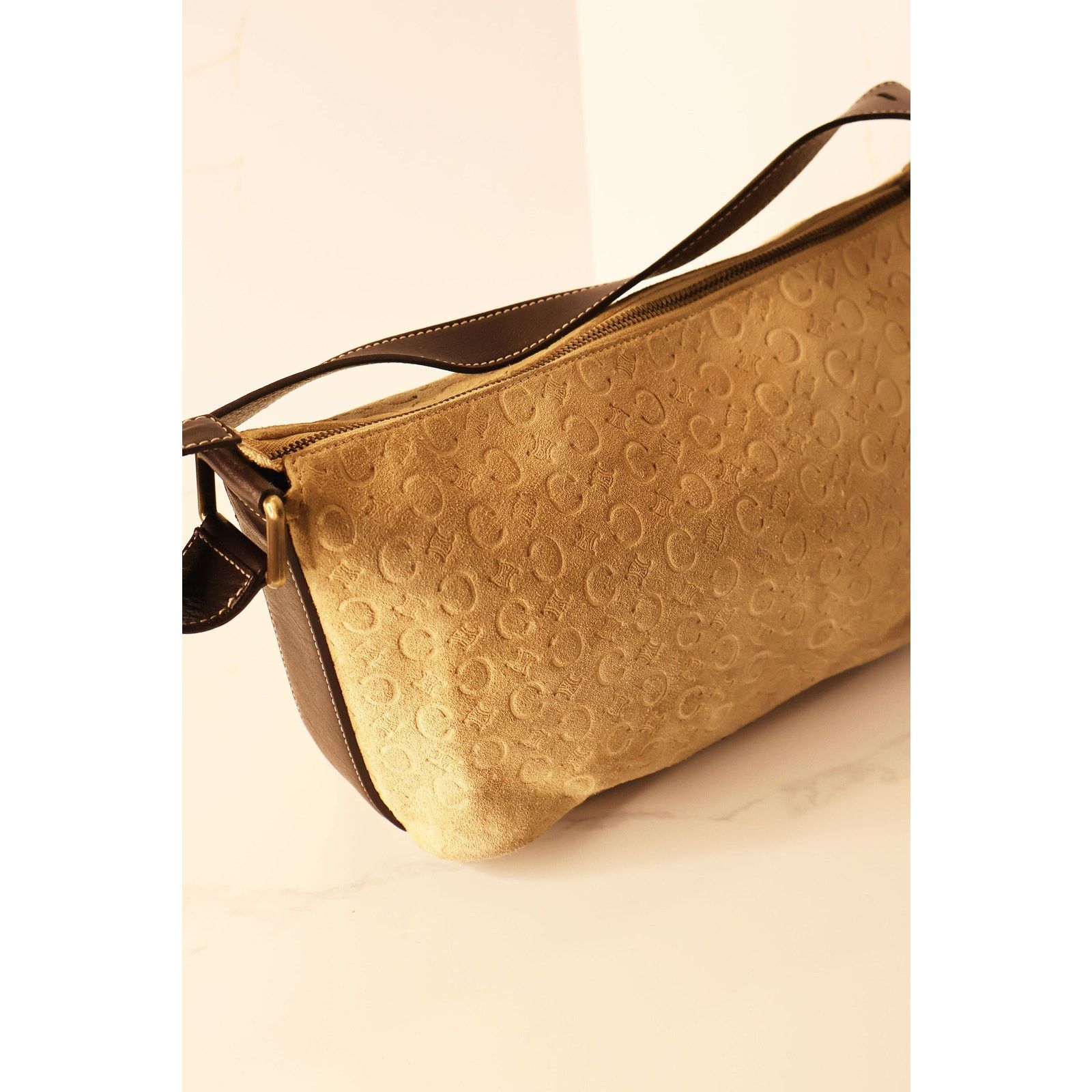 Celine Vintage CELINE Suede Nude Macadam Monogram Bag Size ONE SIZE - 3 Thumbnail