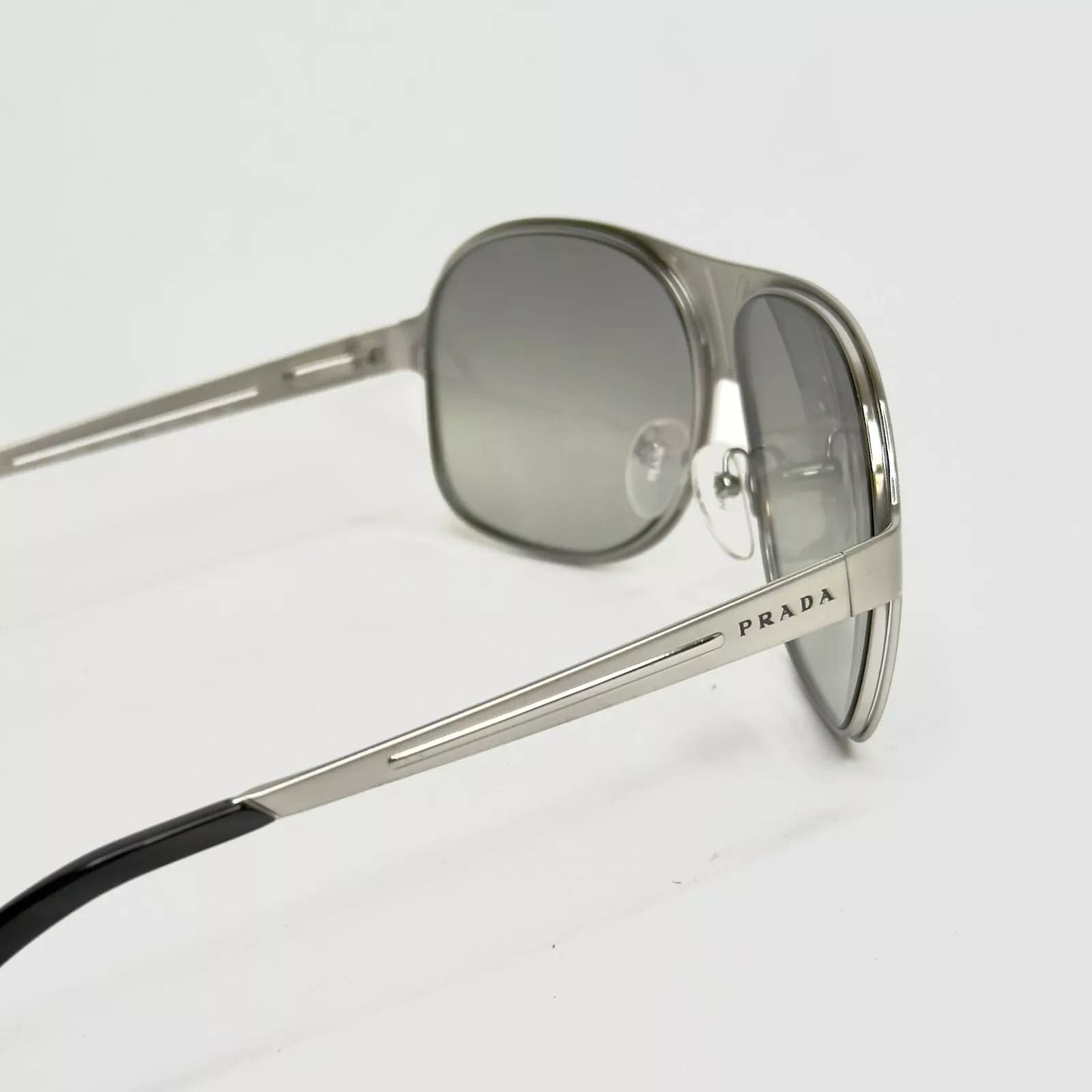 Prada PRADA 53L TECHNIQUE Silver Brushed Aviator Sunglass PR53LS Size ONE SIZE - 4 Thumbnail