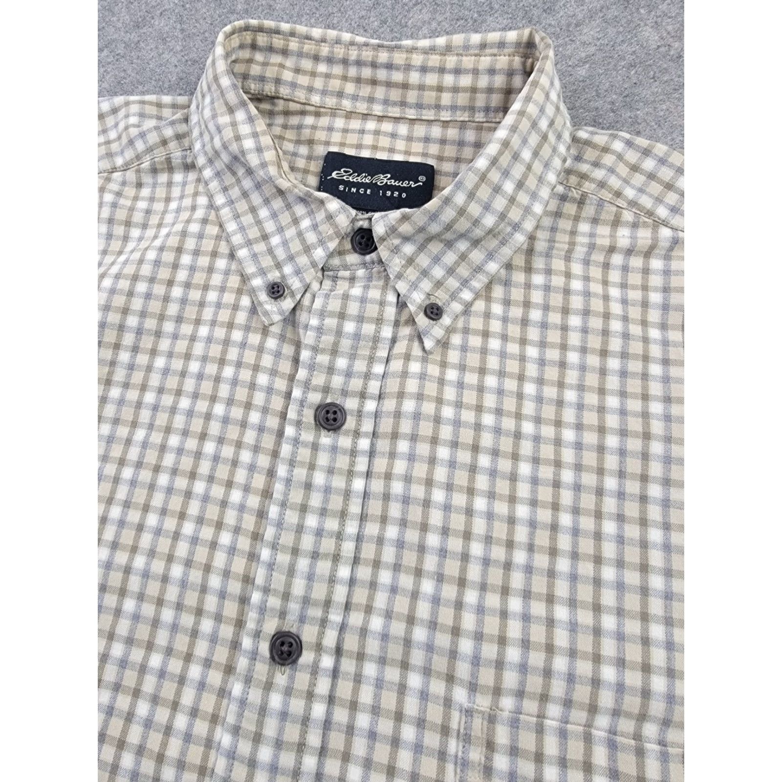 Eddie Bauer VINTAGE Eddie Bauer Shirt Mens XL Beige Blue Plaid Long Sleeve Button Down Casual Size US XL / EU 56 / 4 - 2 Thumbnail