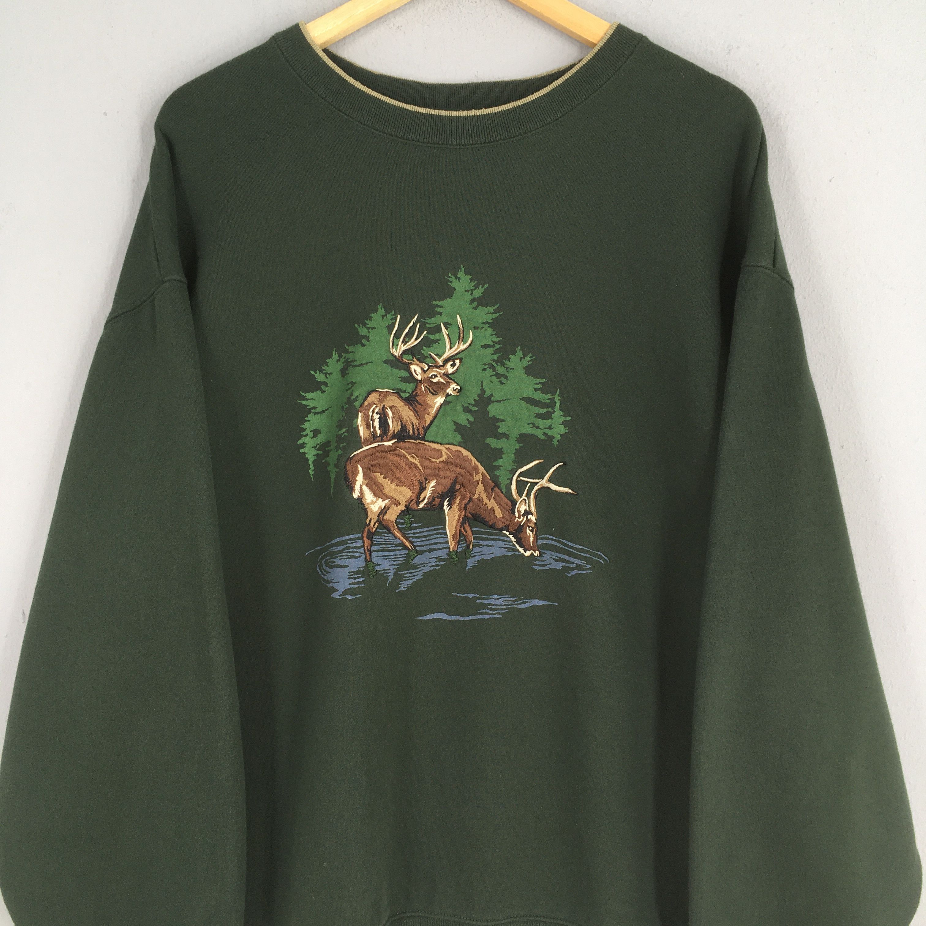 Croft & Barrow Vintage Croft & Barrow Deer Green Sweatshirt XLarge Size US XL / EU 56 / 4 - 2 Thumbnail