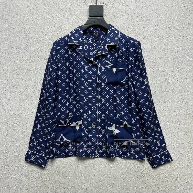 Louis Vuitton Louis Vuitton Logo Full Print Pajama Style Dark Blue Long Size XS / US 0-2 / IT 36-38 - 1 Thumbnail