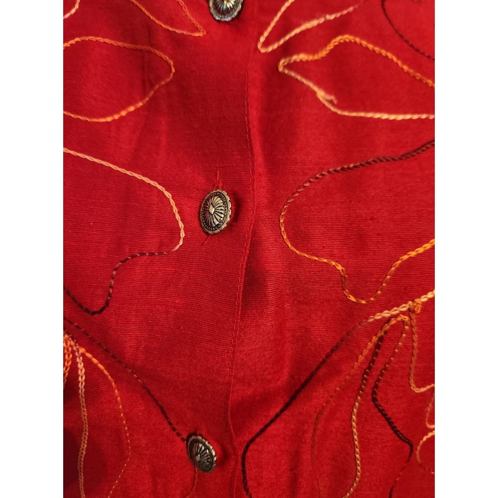 Vintage Tantrums Jacket Blazer Red Silk Blend Embroidered NWT 2X Women Plus Size Jacket Blazer Vintage No Size XXL / US 16-18 / IT 52-54 - 2 Thumbnail