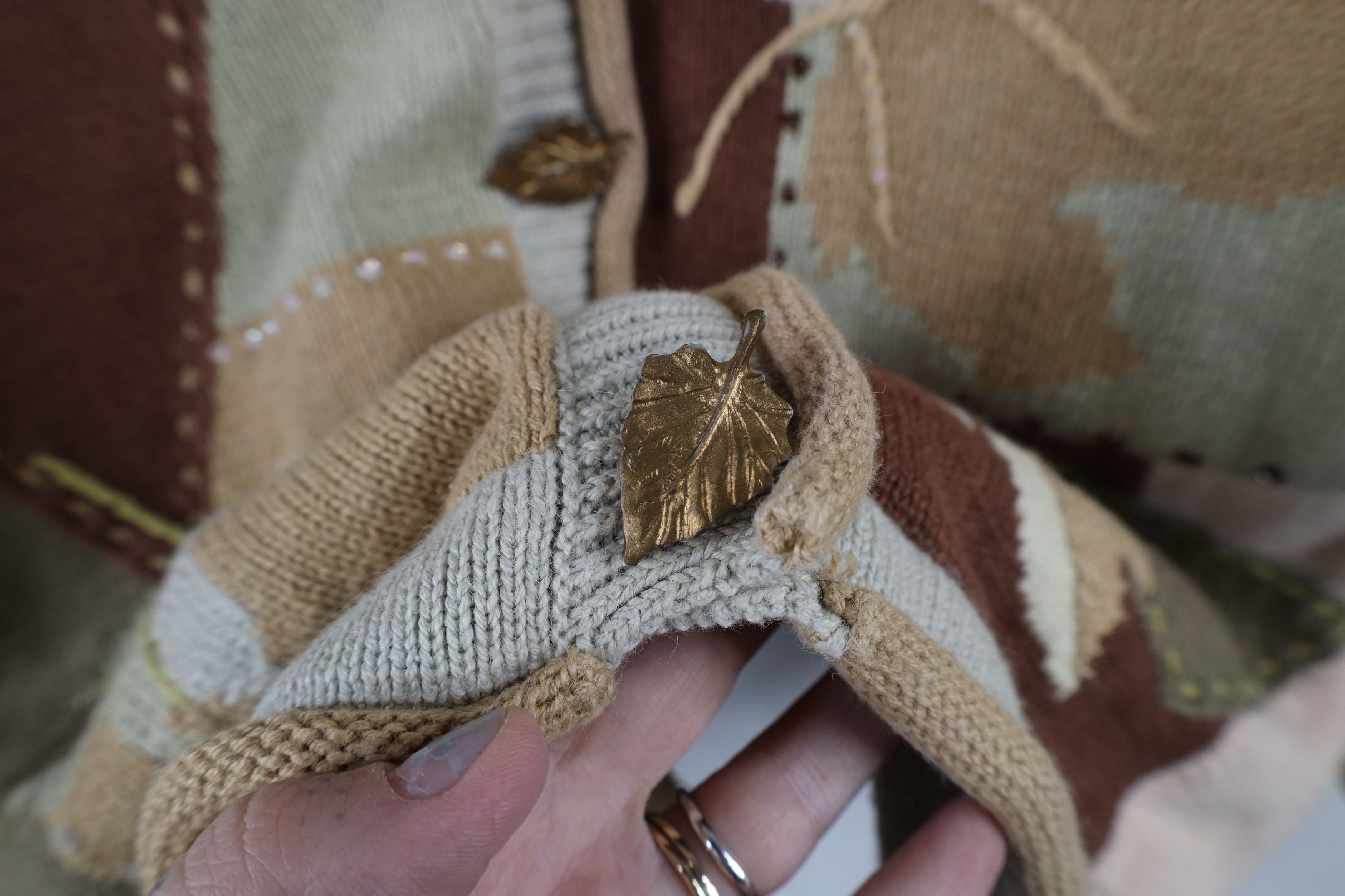 Vintage Vintage 90s Streetwear Autumn Leaf Knit Cardigan Sweater Size S / US 4 / IT 40 - 7 Thumbnail