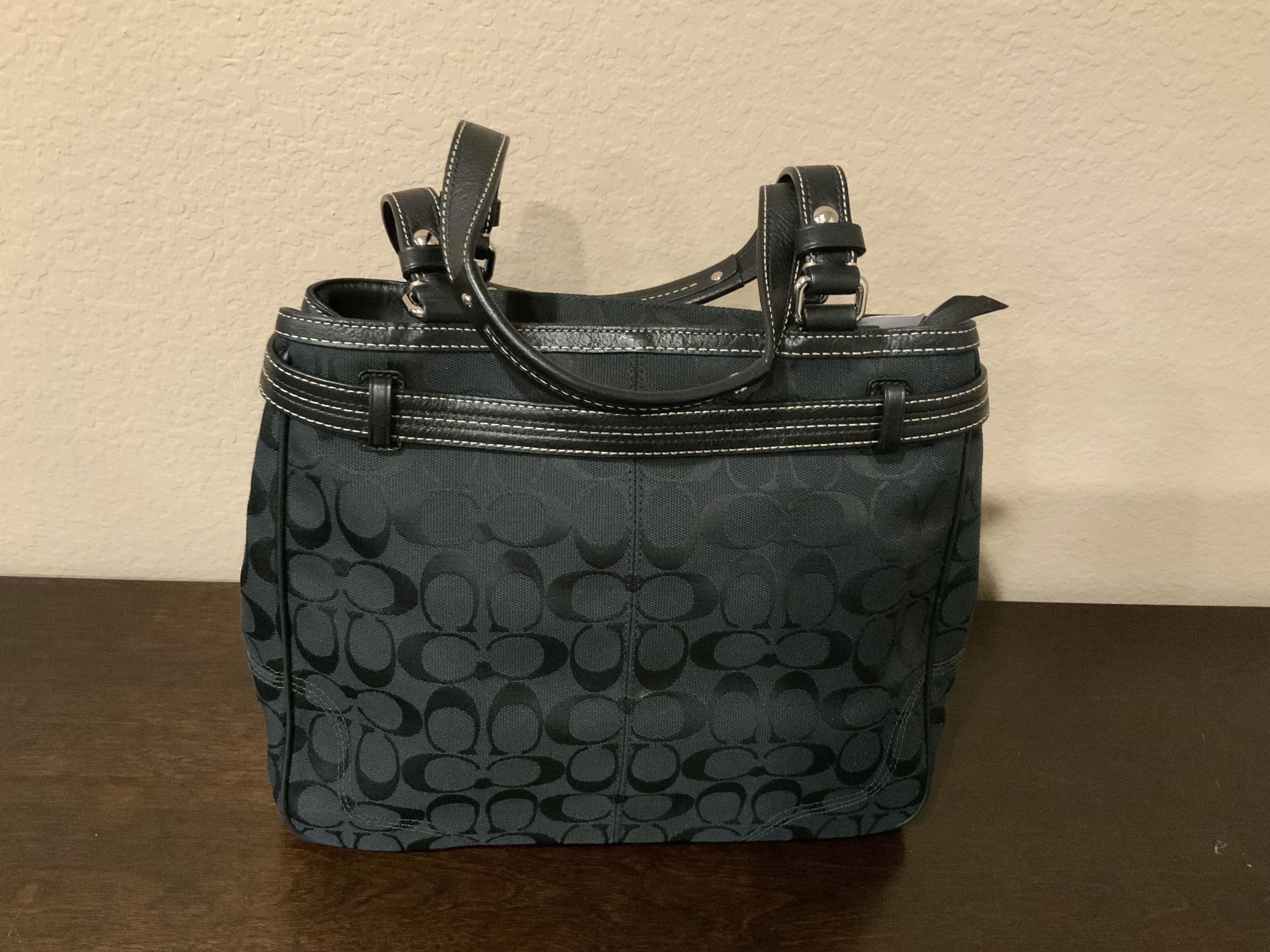 Coach Coach SV/Black/Gray, F13993 SBKGY, Nancy Strp Tote Size ONE SIZE - 2 Thumbnail