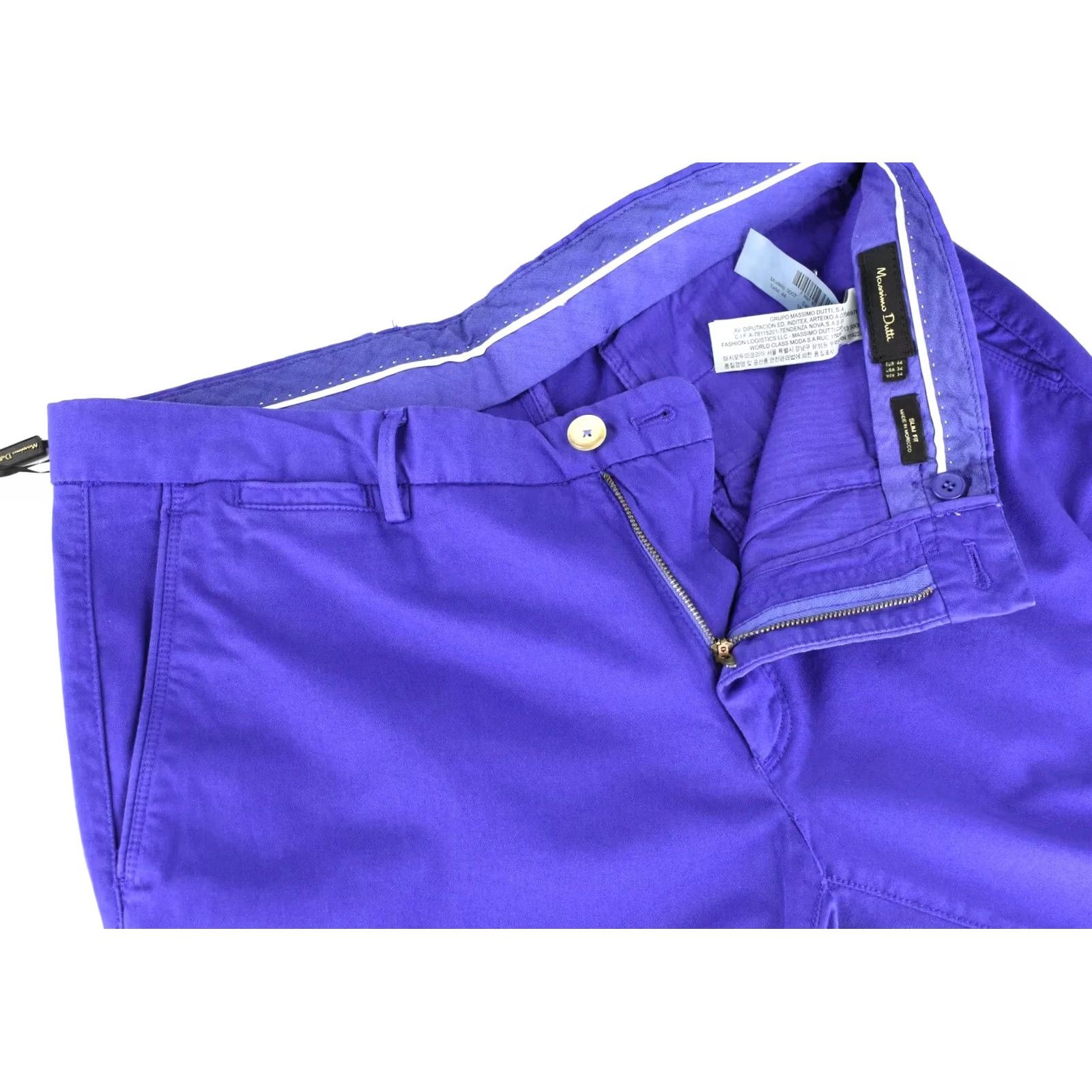 Massimo Dutti MASSIMO DUTTI Trousers US 34 Blue Slim Fit Chino Pleated Zip Fly Men's Size US 34 / EU 50 - 4 Thumbnail
