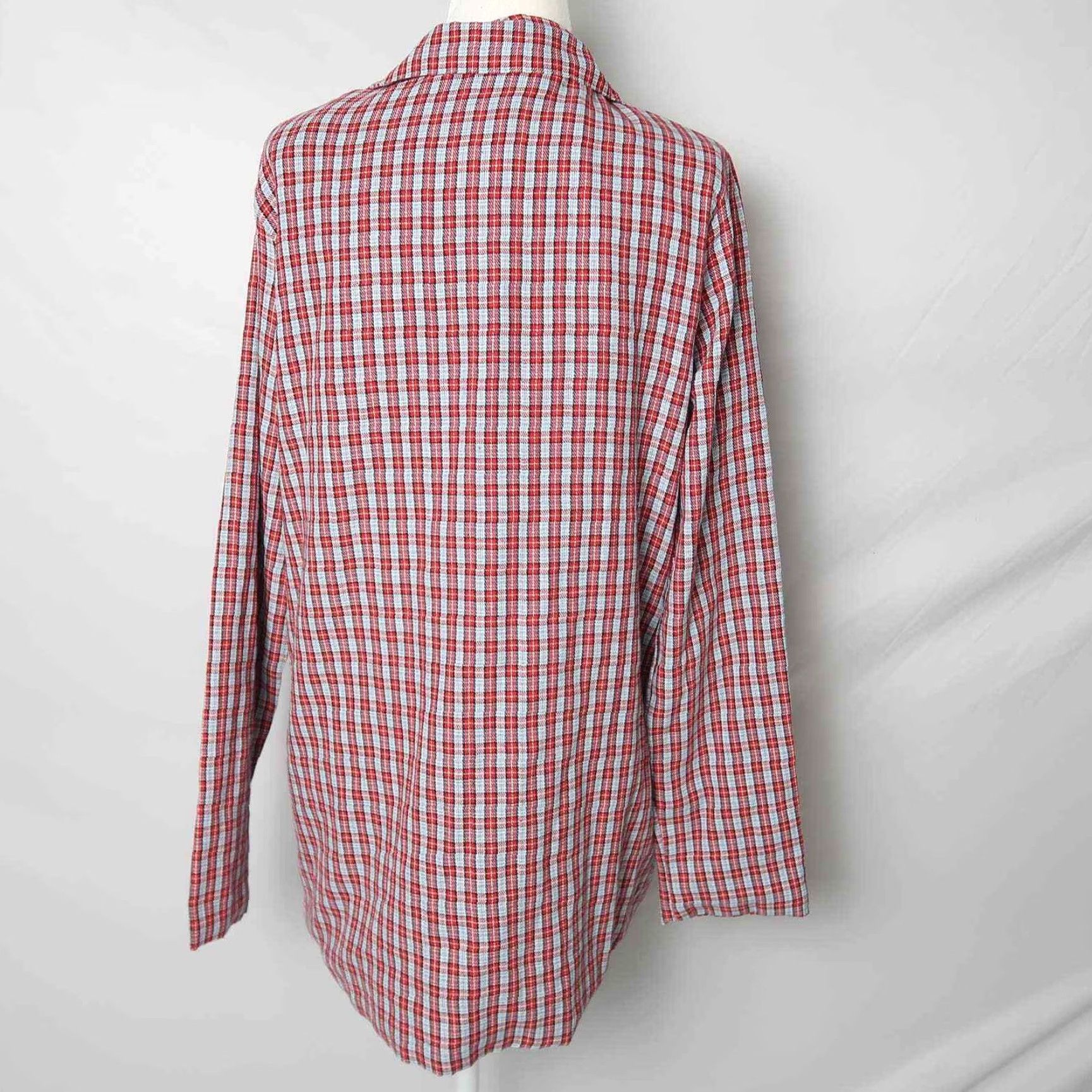 Asos ASOS Heartbreak red and blue plaid longline blazer jacket Women 8 Cotton Button front Pockets Size M / US 6-8 / IT 42-44 - 5 Thumbnail