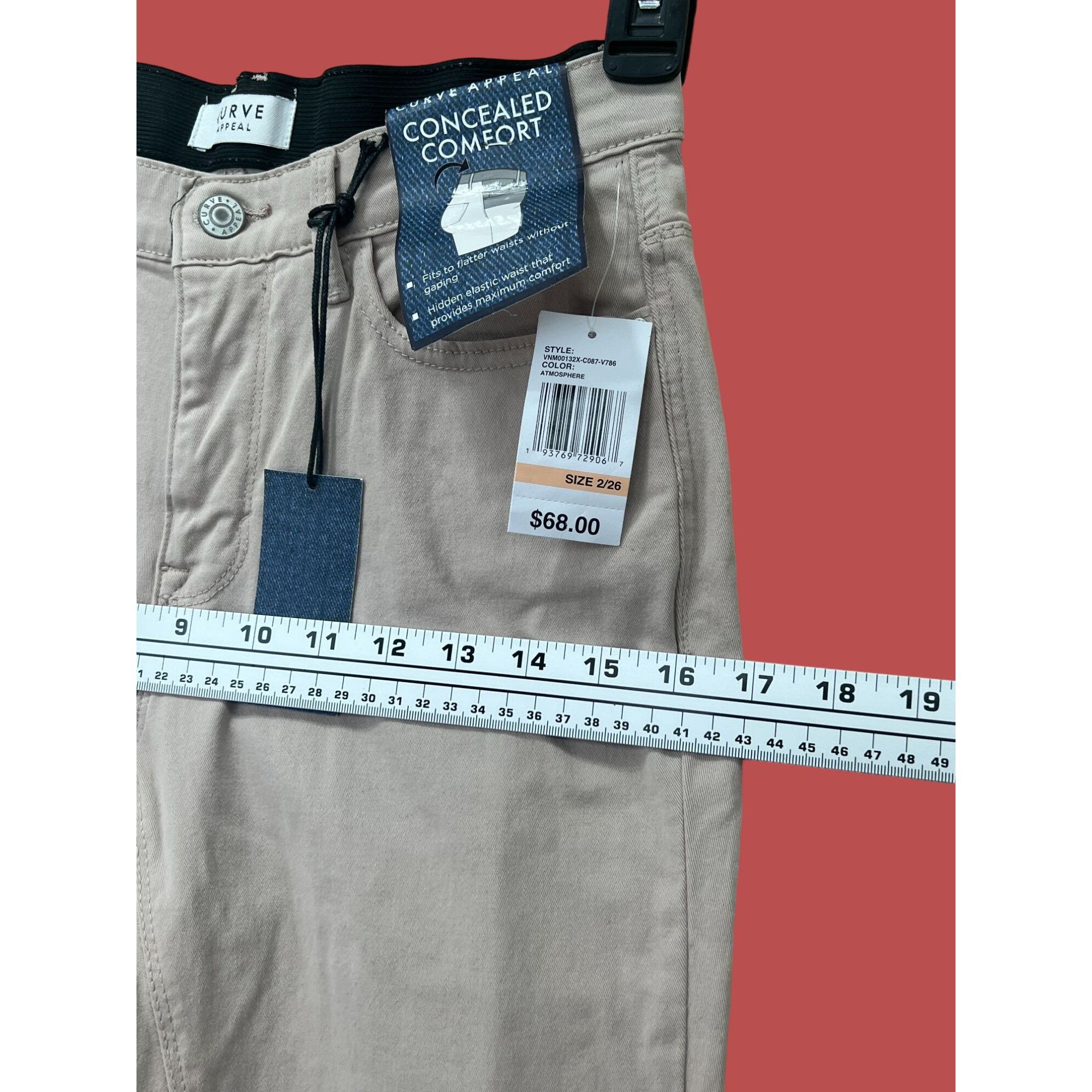 Other Curve Appeal - Women's Pants High Waist Comfort Skinny - Bei Size 26" / US 2 / IT 38 - 4 Thumbnail